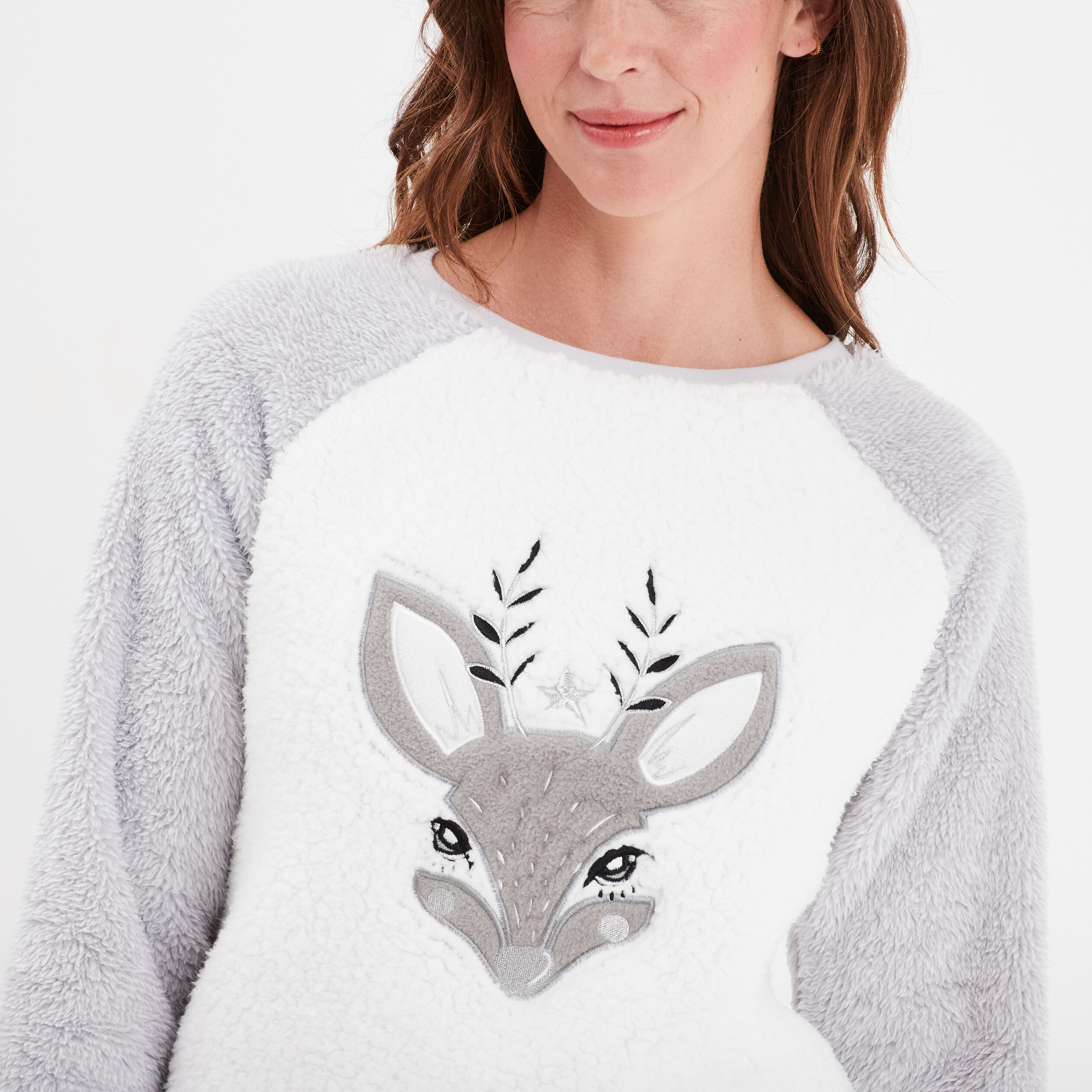Ensemble pyjama polaire 2 pi&egrave;ces gris femme