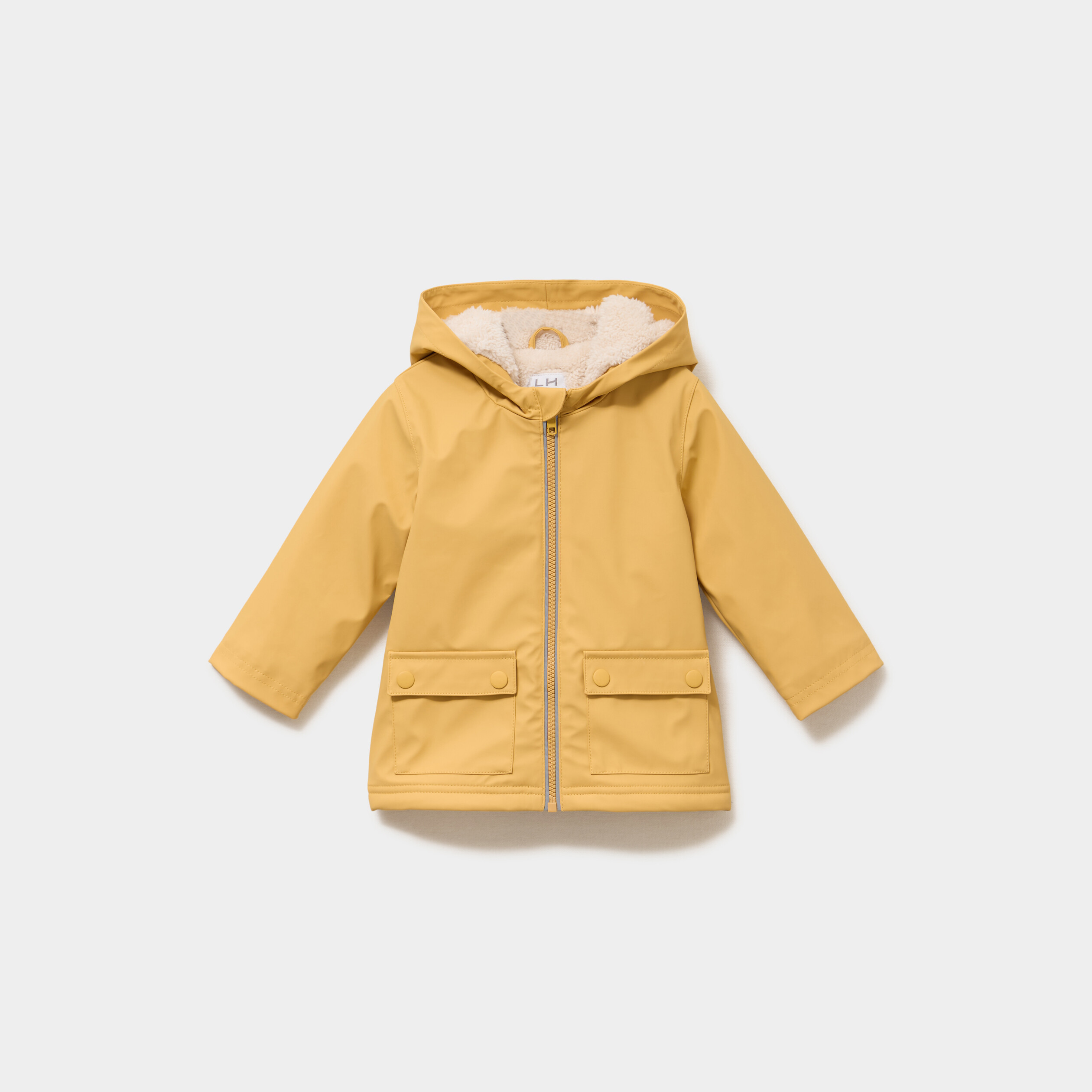 Parka imperm&eacute;able d&eacute;perlante fourr&eacute;e jaune moutarde b&eacute;b&eacute; gar&ccedil;on