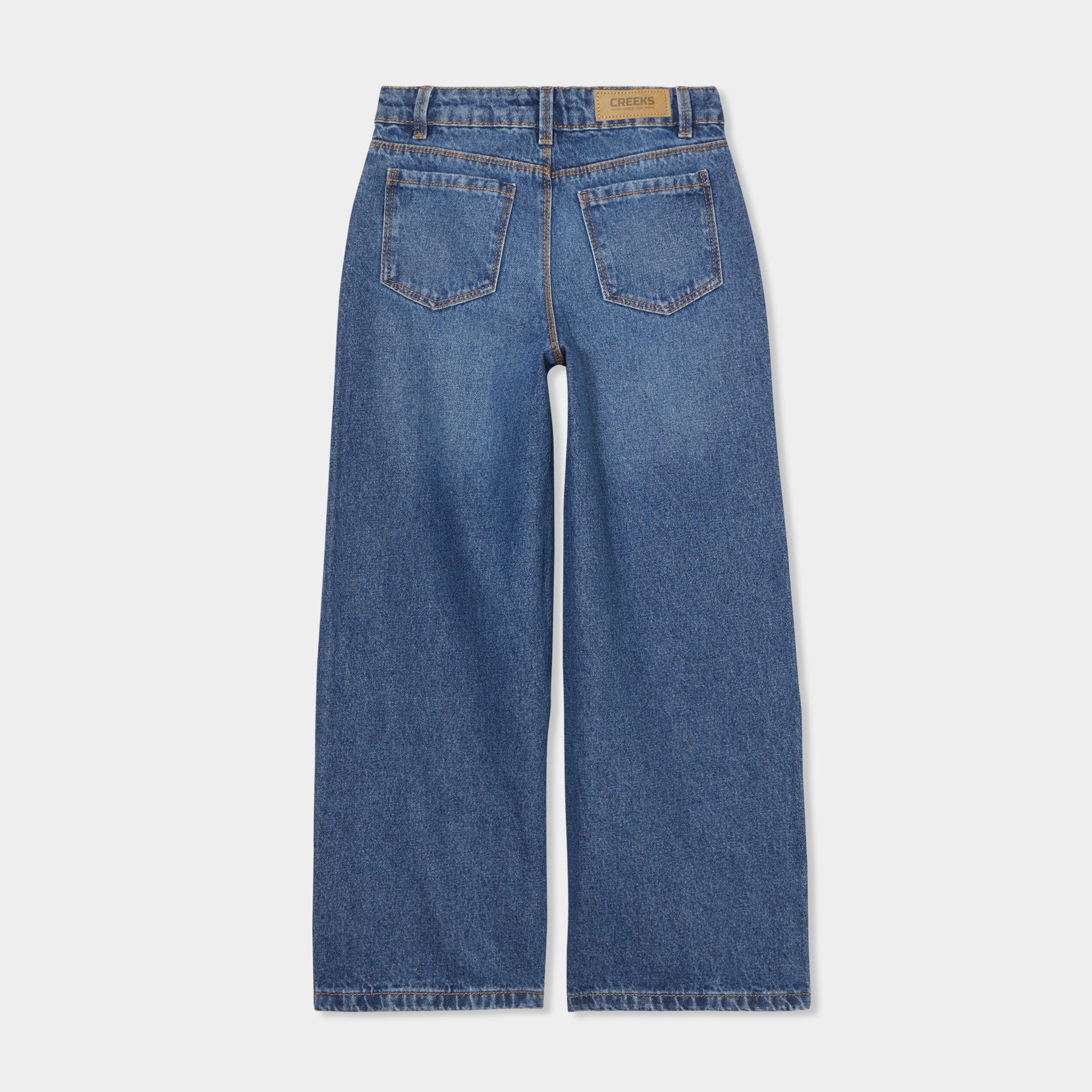 jeans large 5 poches coton creeks denim stone fille Jeans large 5 poches coton Creeks denim stone fille