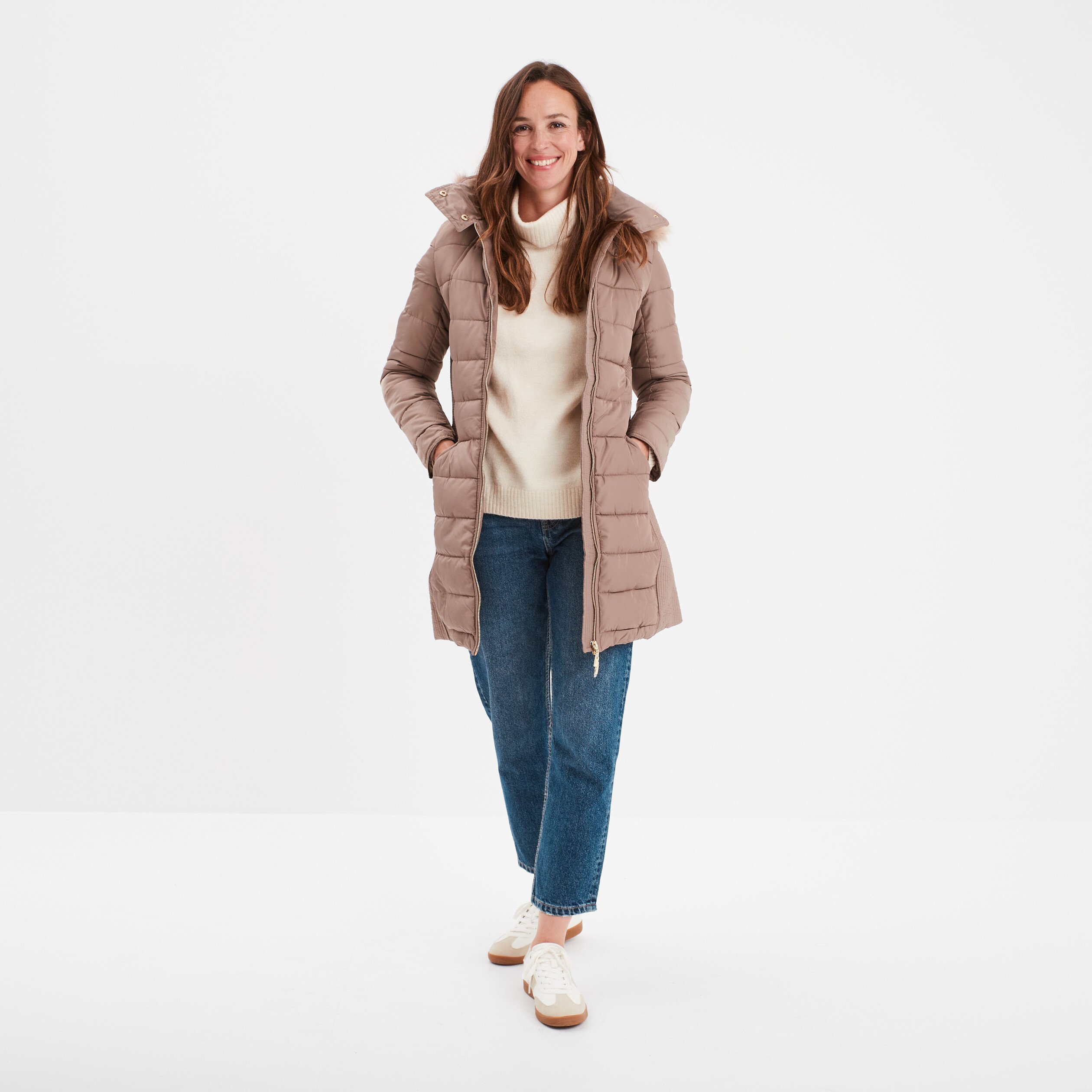 pull col roule droit manches longues creme femme Pull col roulé droit manches longues creme femme