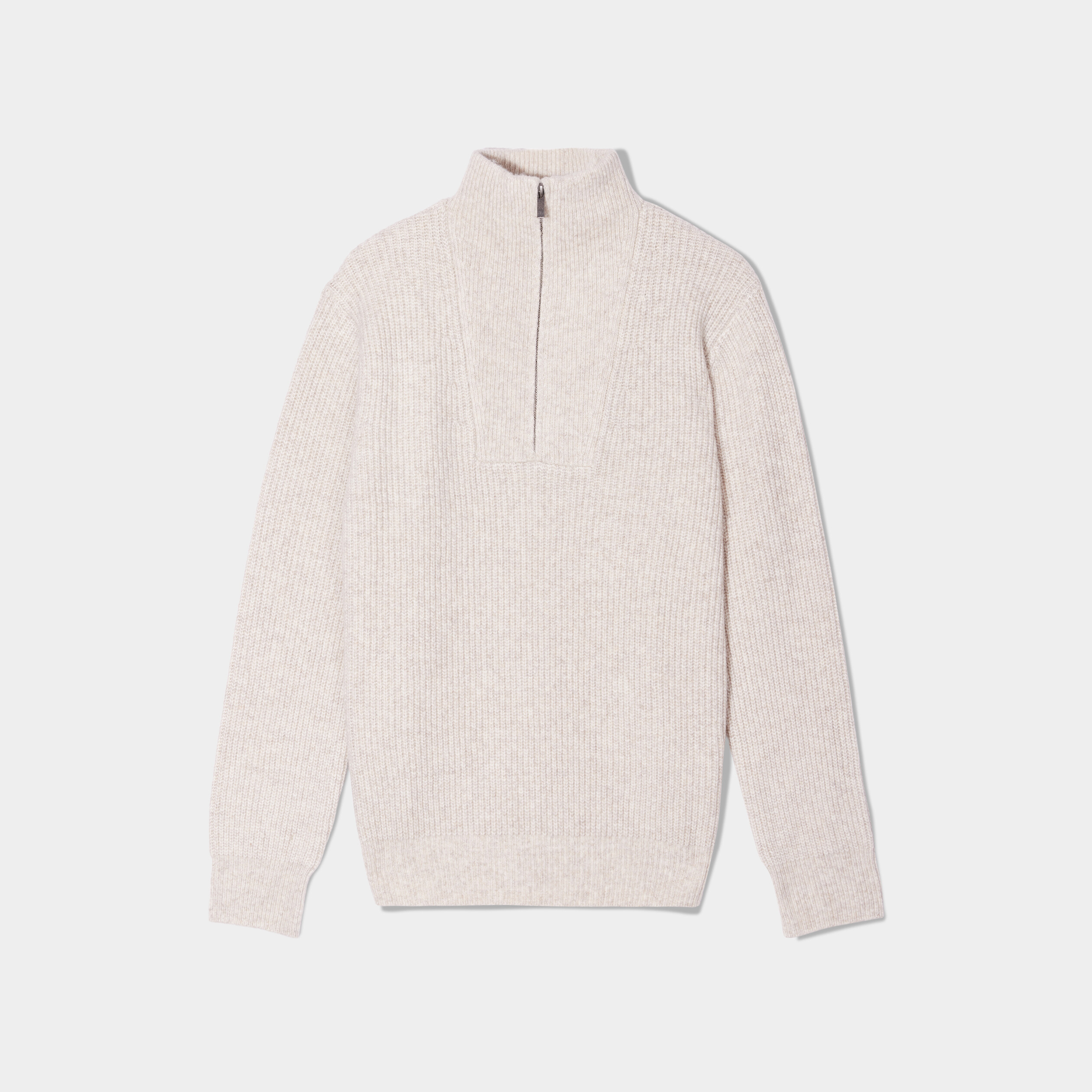 Pull avec col camionneur côtelé beige homme