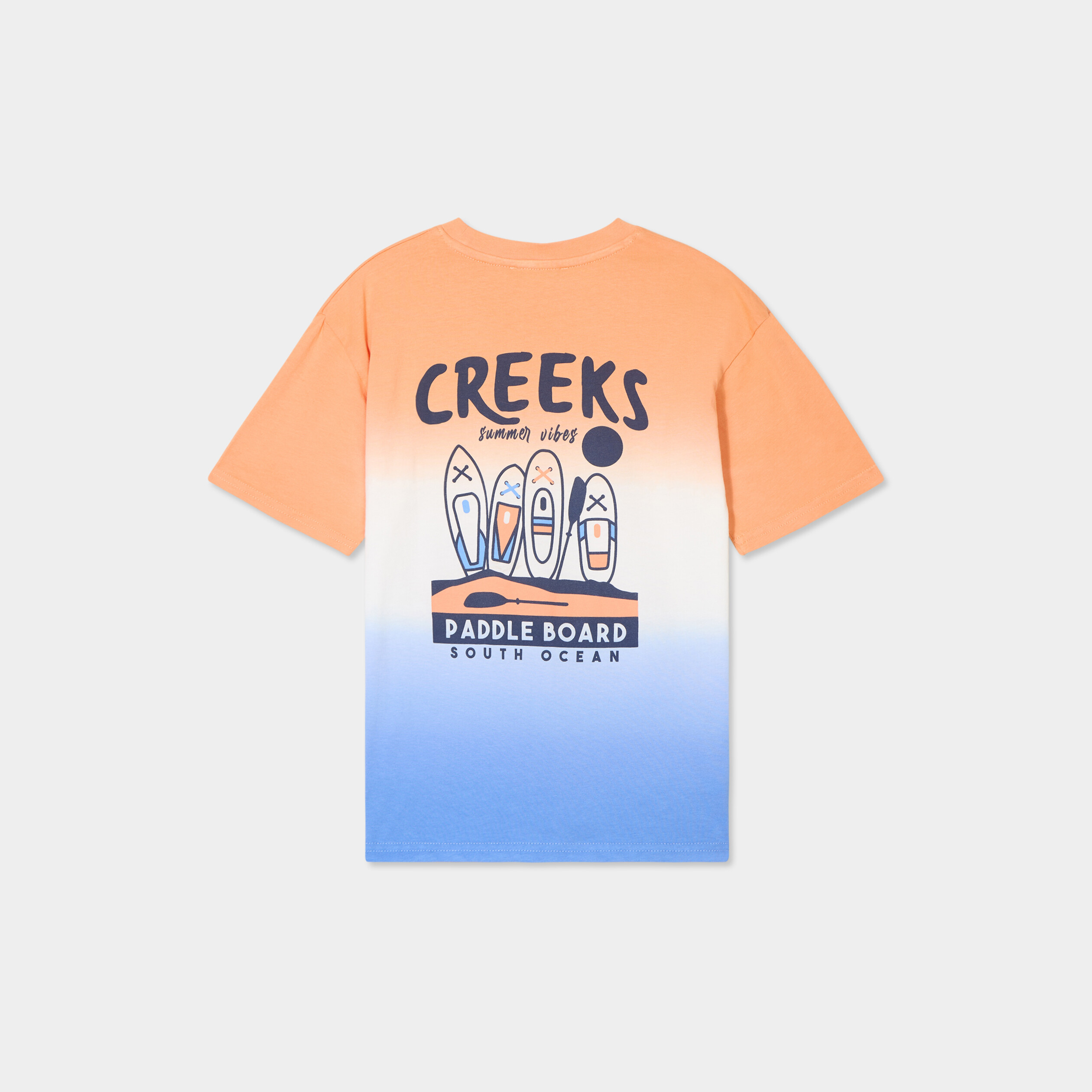T-shirt droit manches courtes coton orange gar&ccedil;on