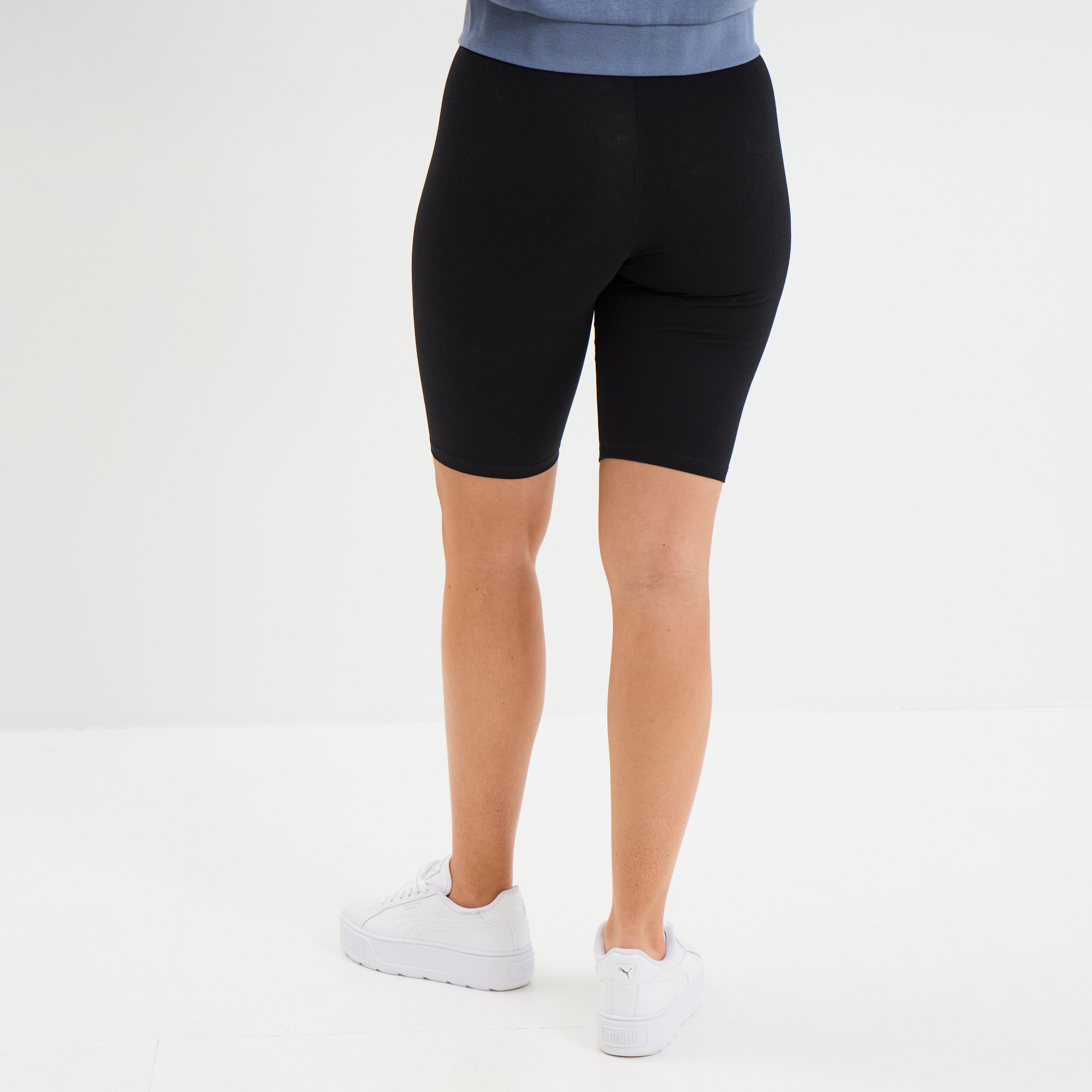 Short cycliste coton stretch noir femme