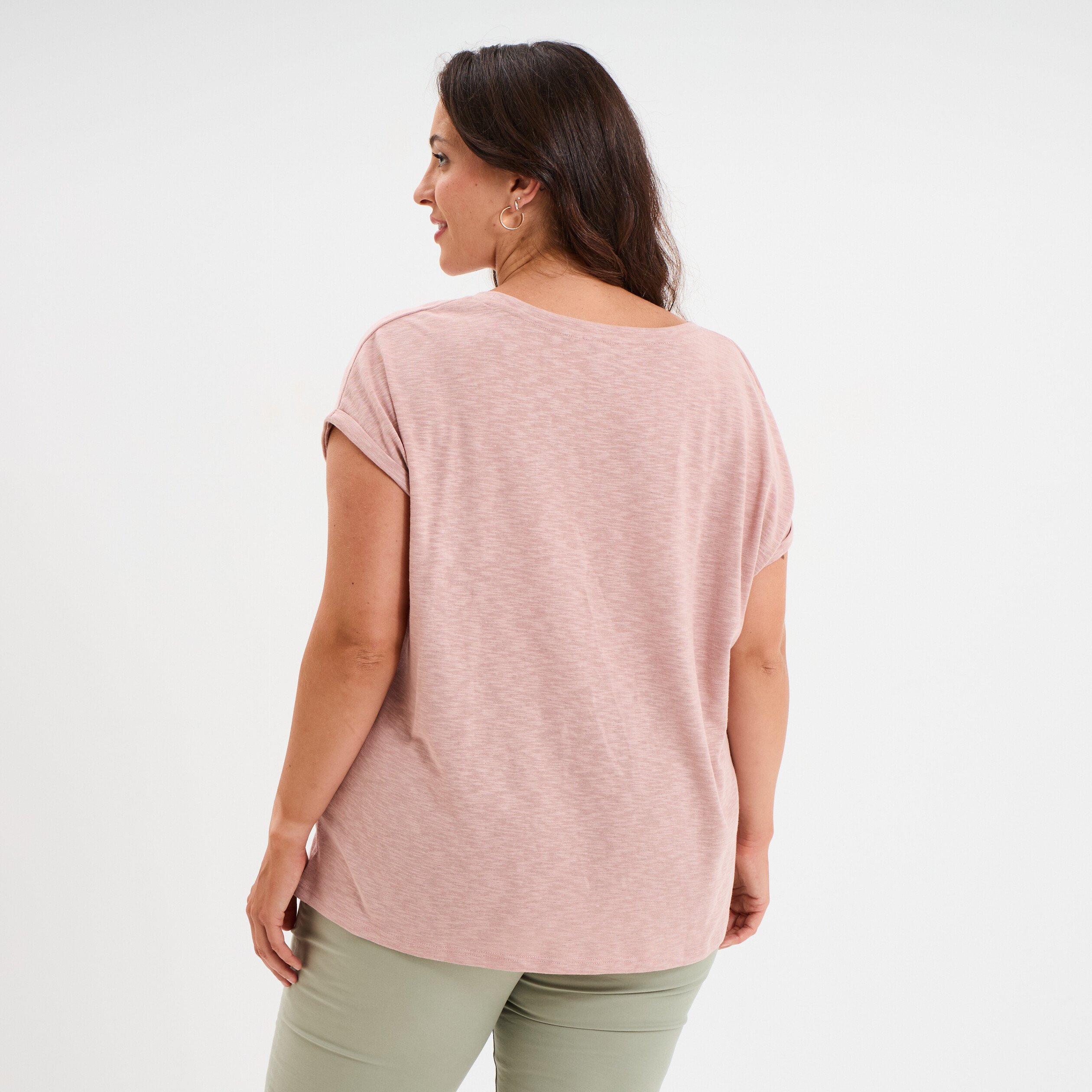t shirt manches courtes rose poudree femmegt T-shirt manches courtes rose poudrée femme grande taille