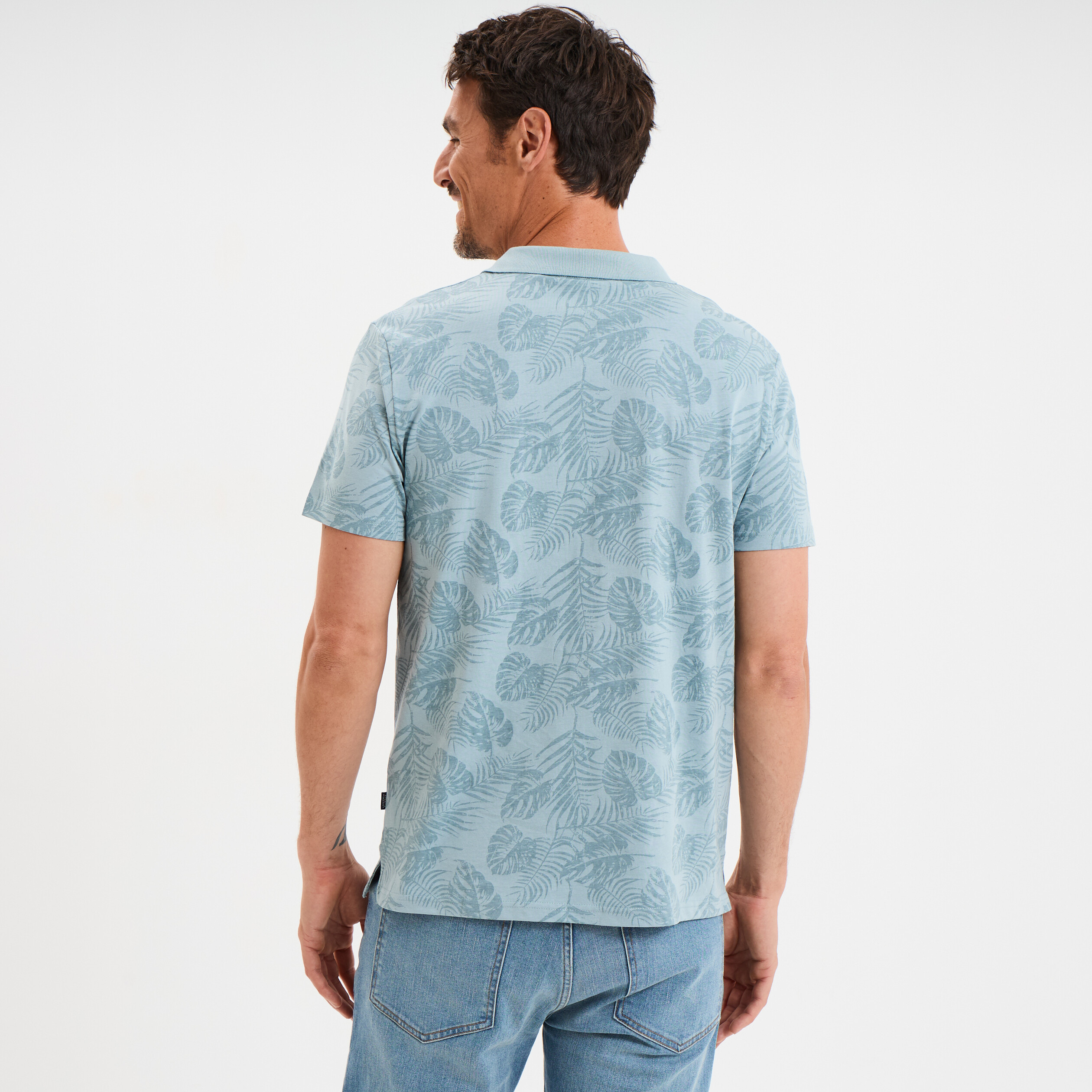 polo manches courtes coton bleu gris homme Polo manches courtes coton bleu gris homme