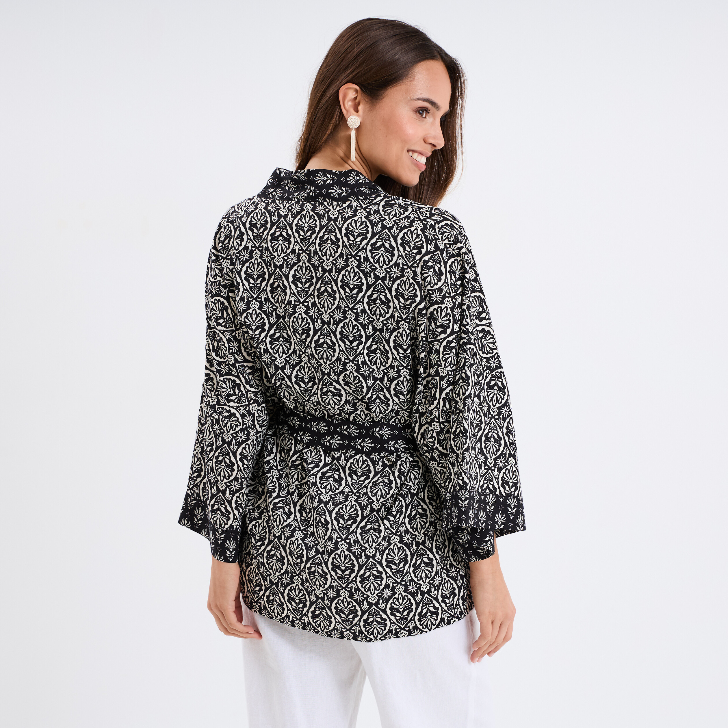 veste kimono manches 34 noir femme Veste kimono manches 3/4 noir femme