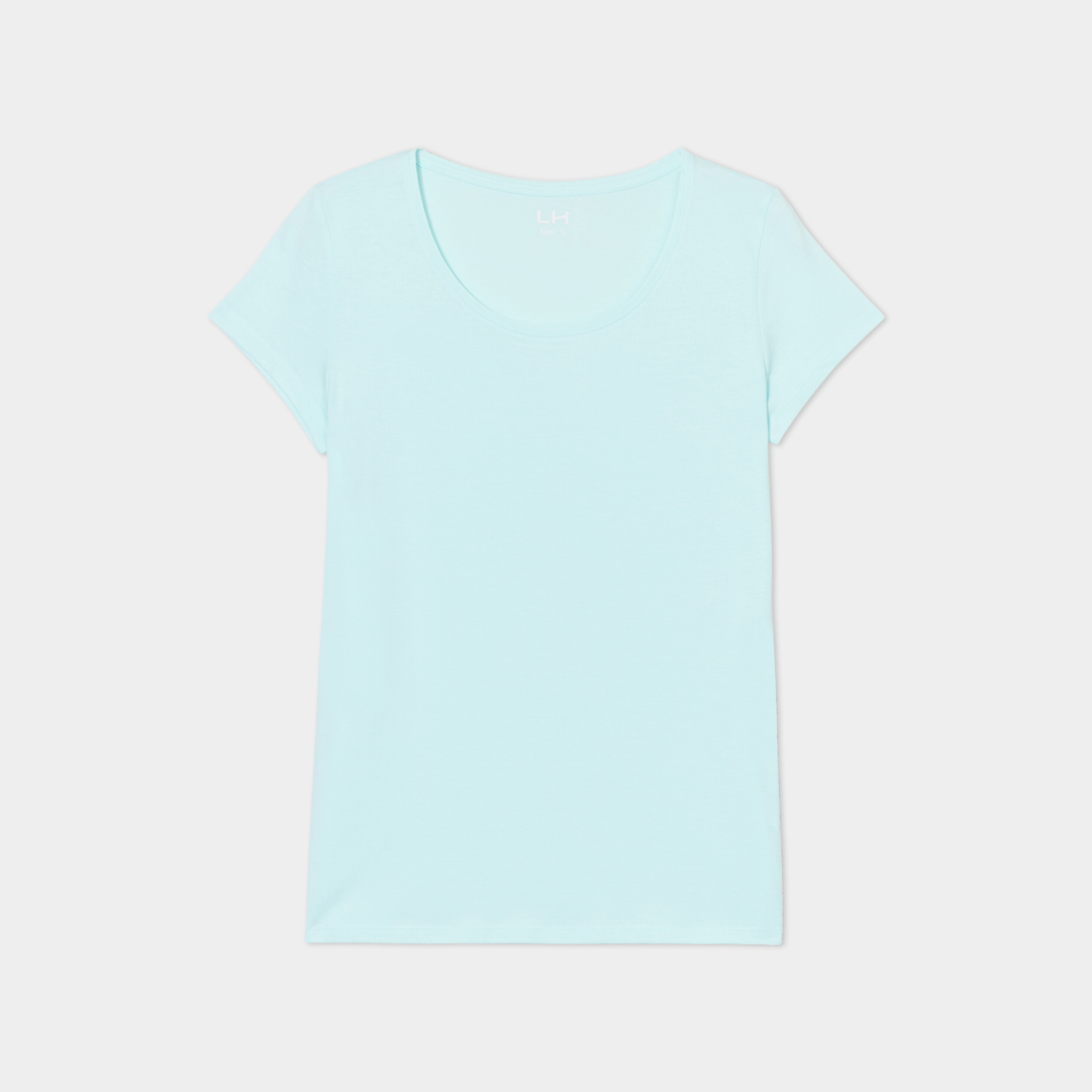 T-shirt coton col rond manches courtes bleu turquoise femme