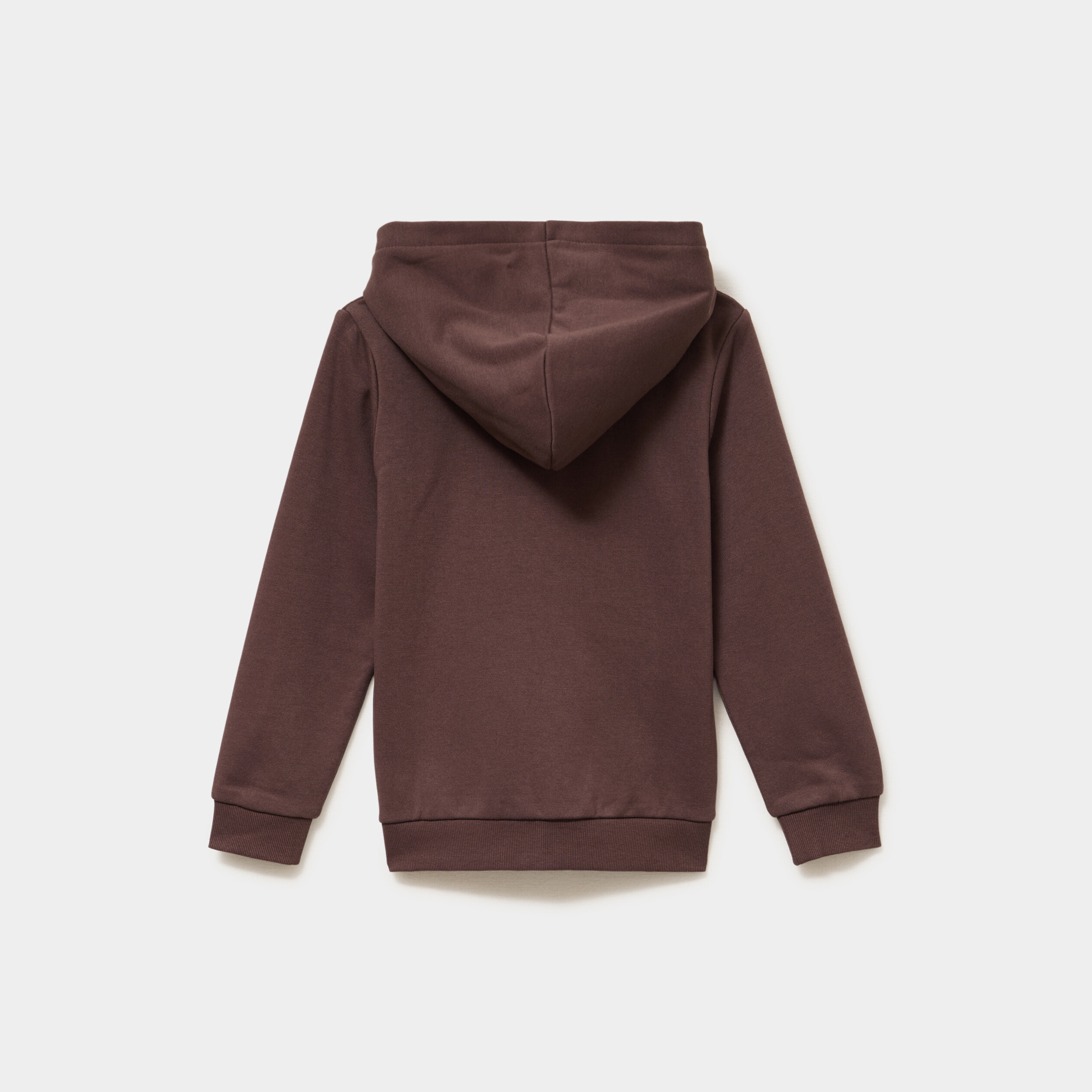 Sweat zipp&eacute; &agrave; capuche en molleton marron fonc&eacute; gar&ccedil;on