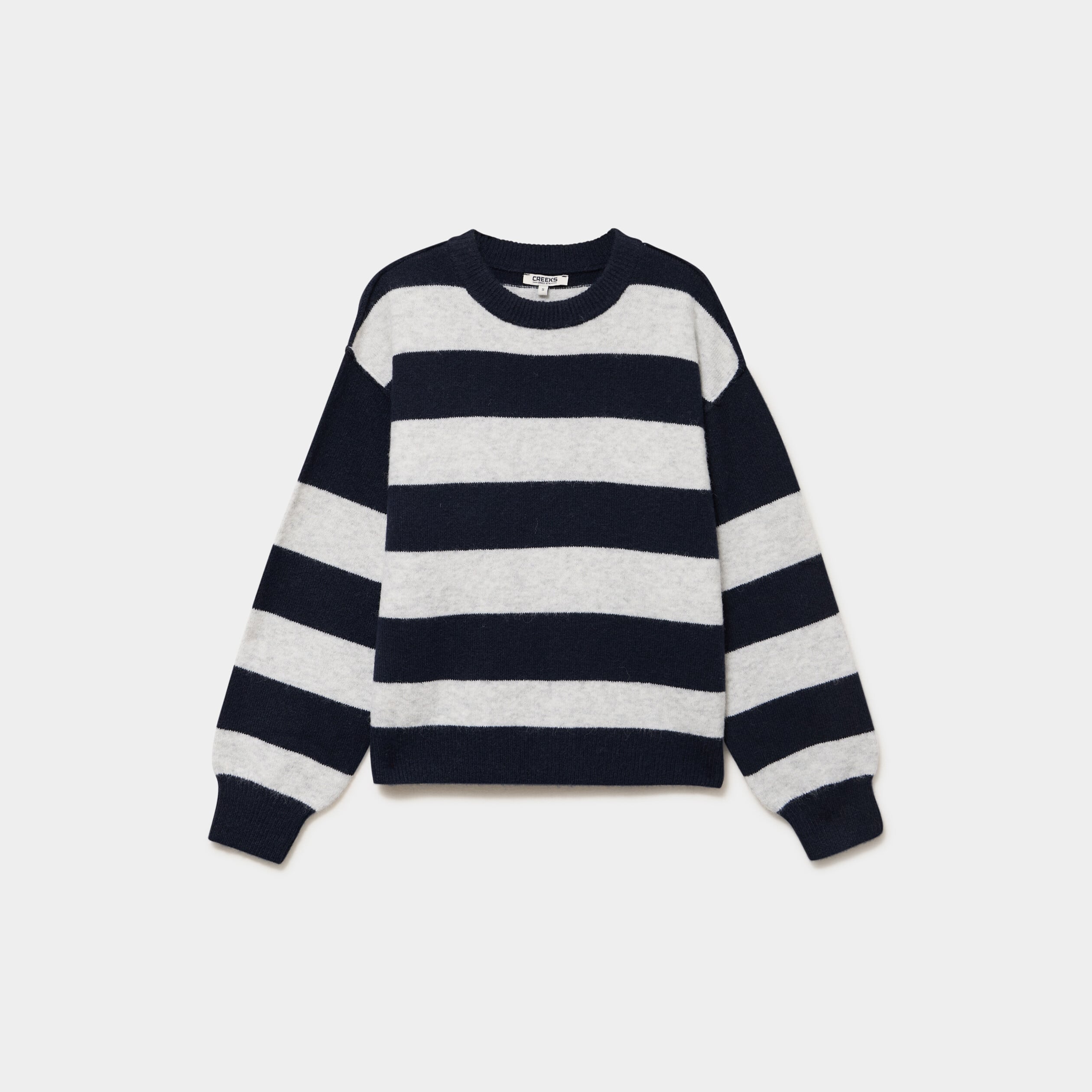 Pull col rond avec manches longues ecru femme