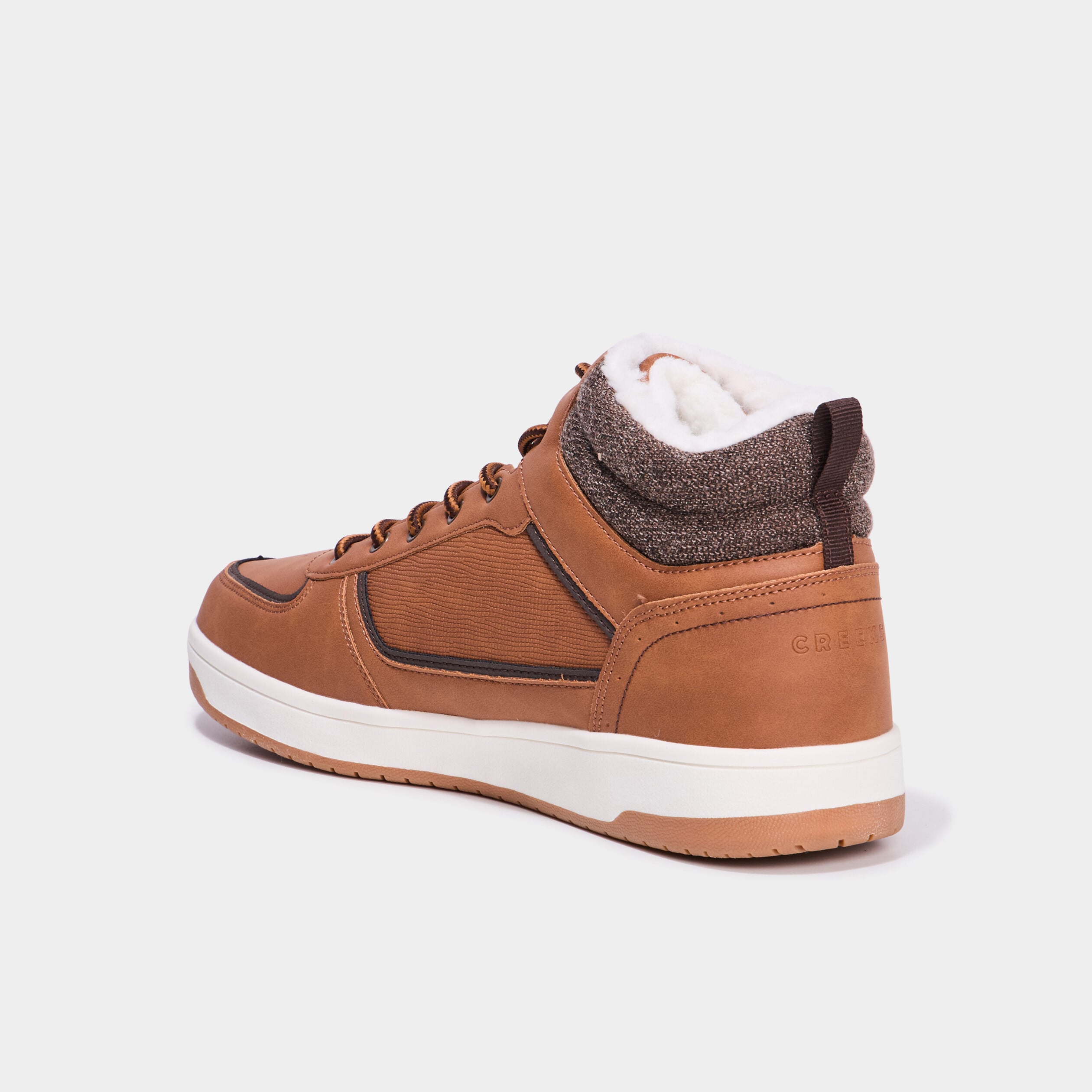 Baskets montantes fourr&eacute;es marron homme