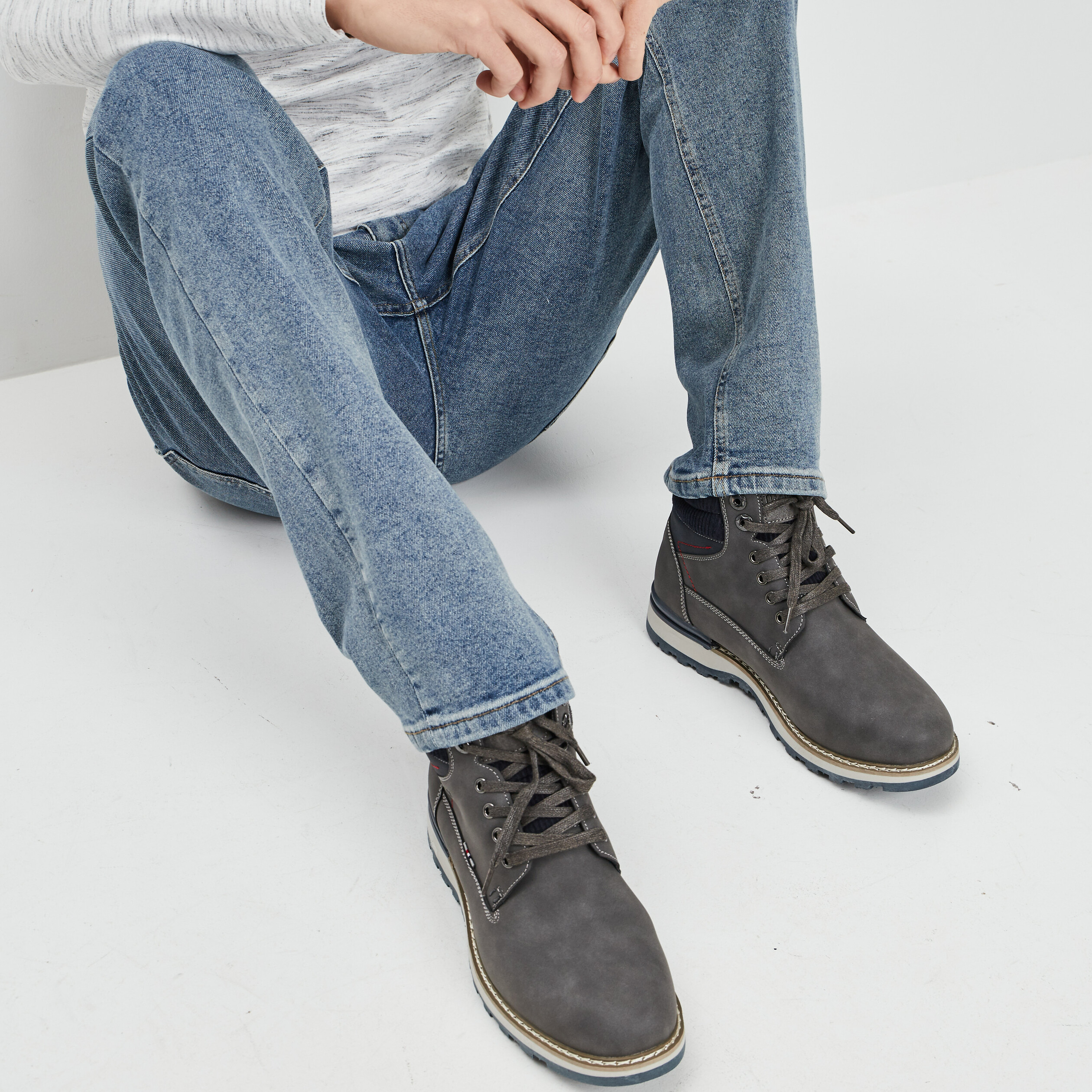 bottines a lacets trappeur gris homme Bottines à lacets Trappeur gris homme