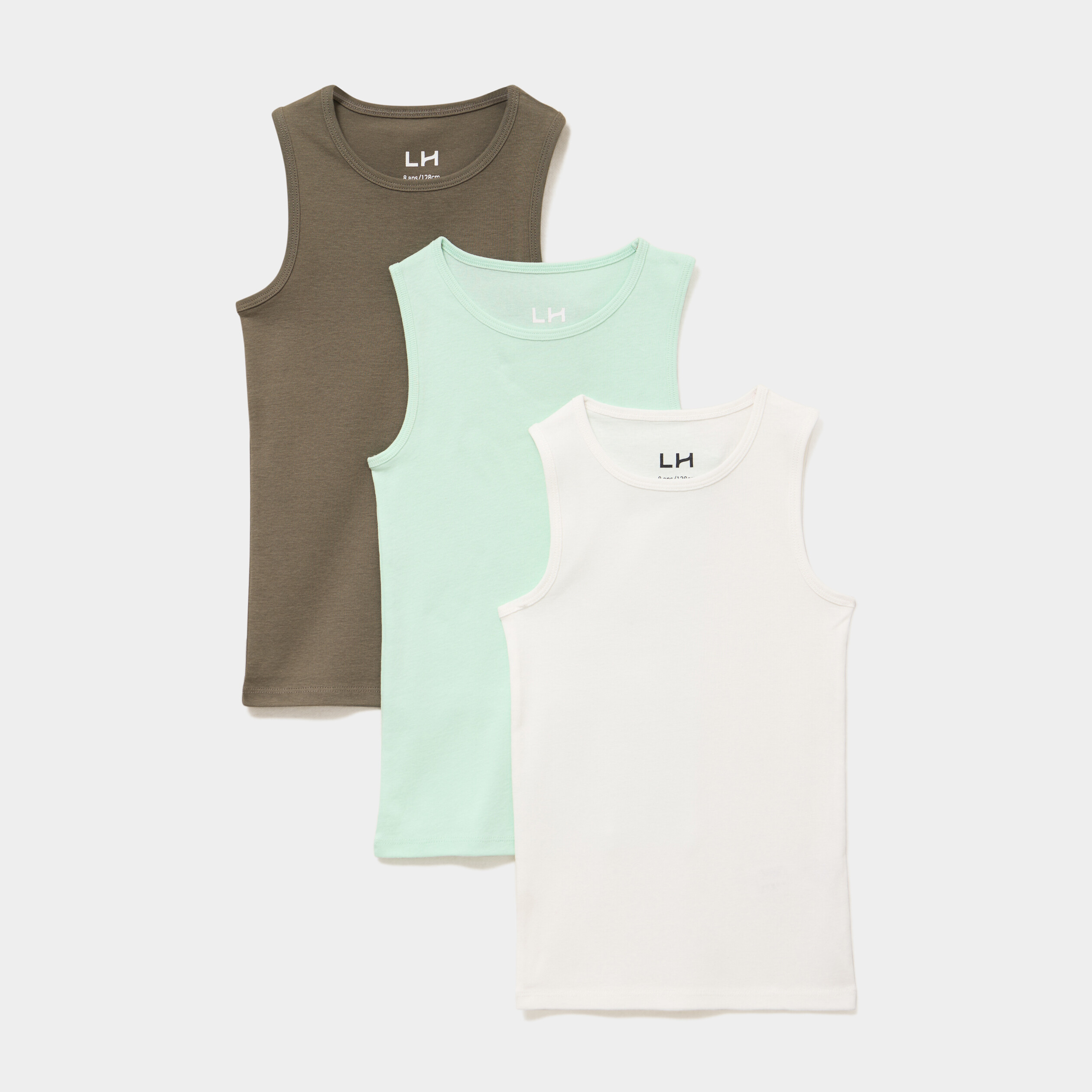 Lot de 3 d&eacute;bardeurs col rond coton vert pastel gar&ccedil;on