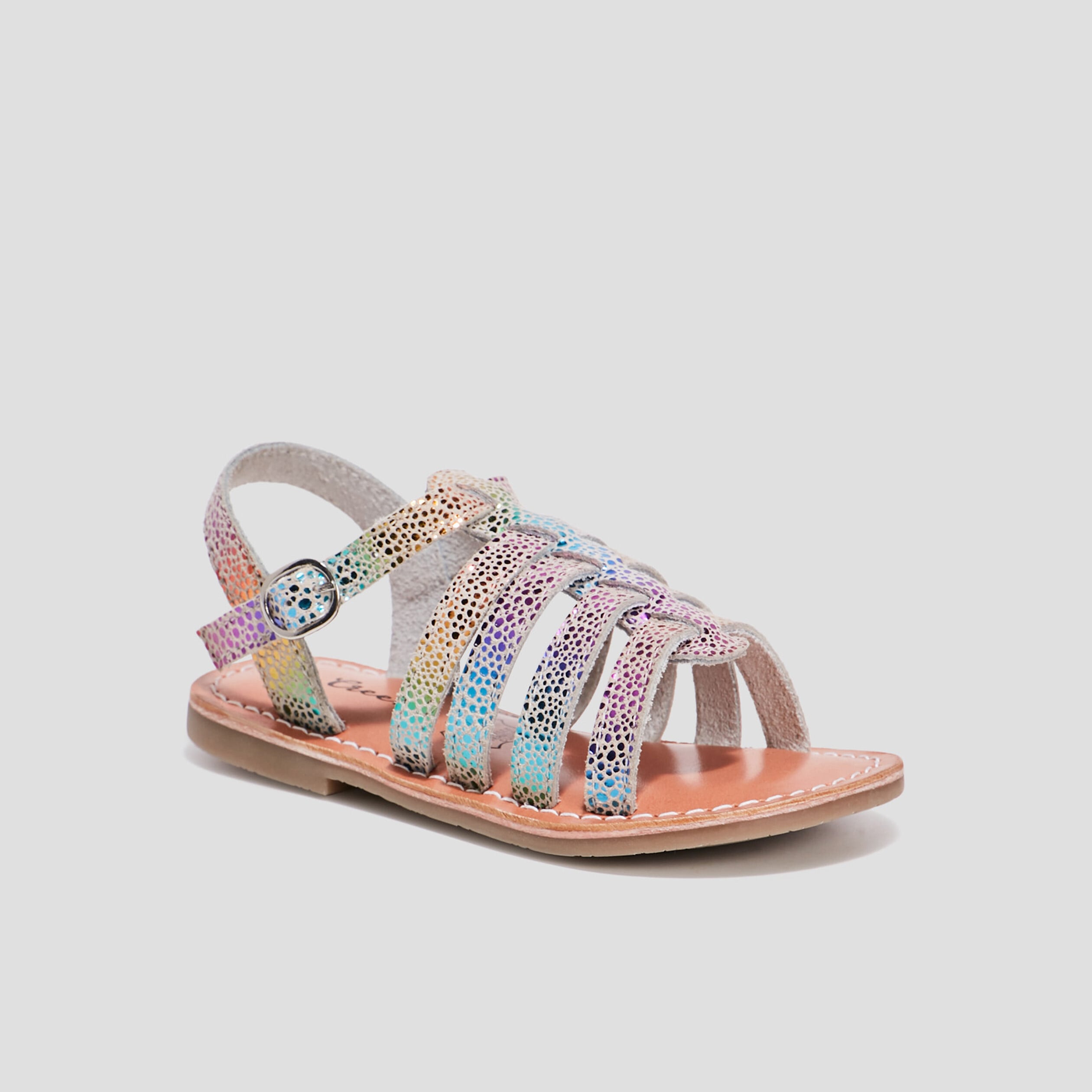 Sandales en cuir multicolore fille