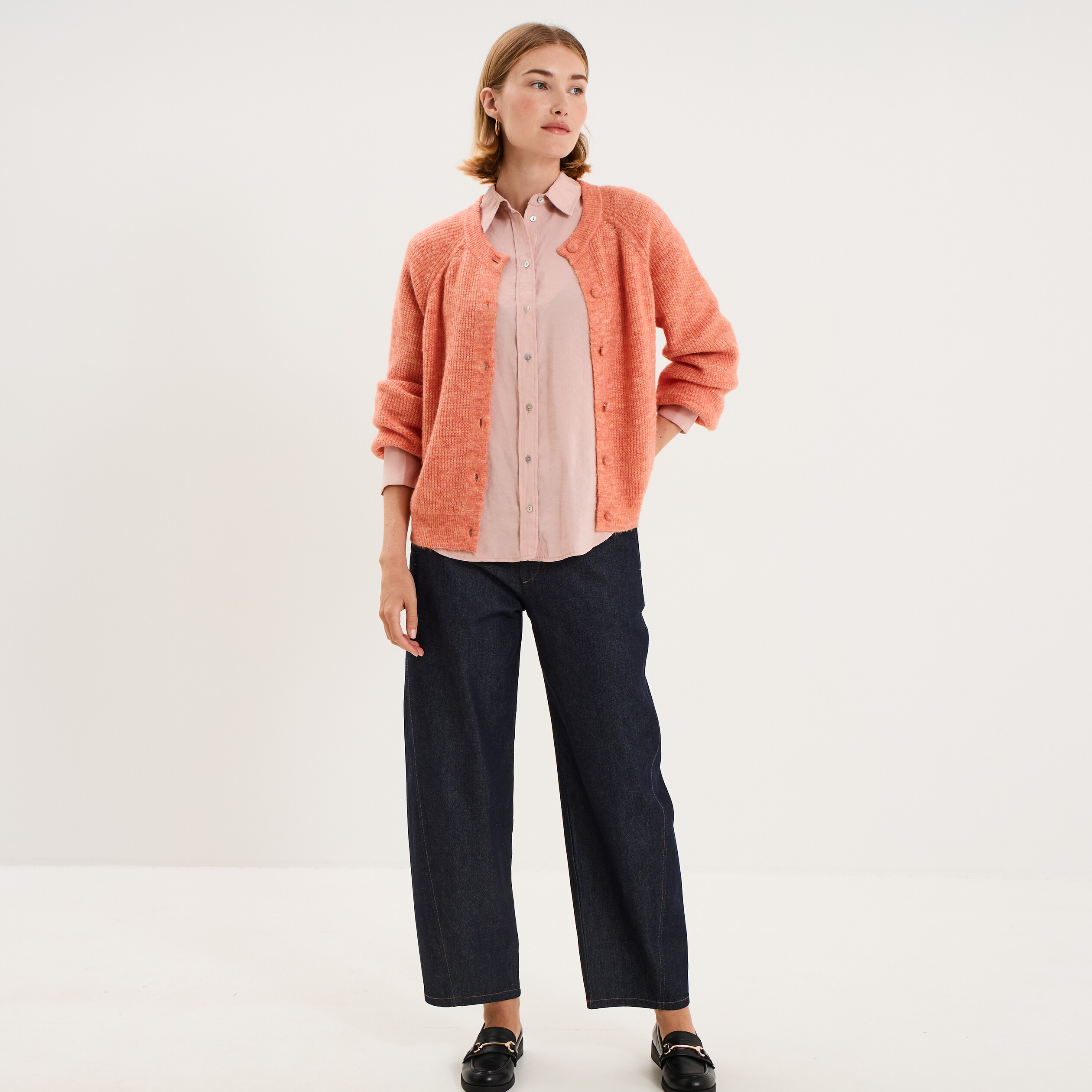 Chemise fluide manches longues oversize parme femme
