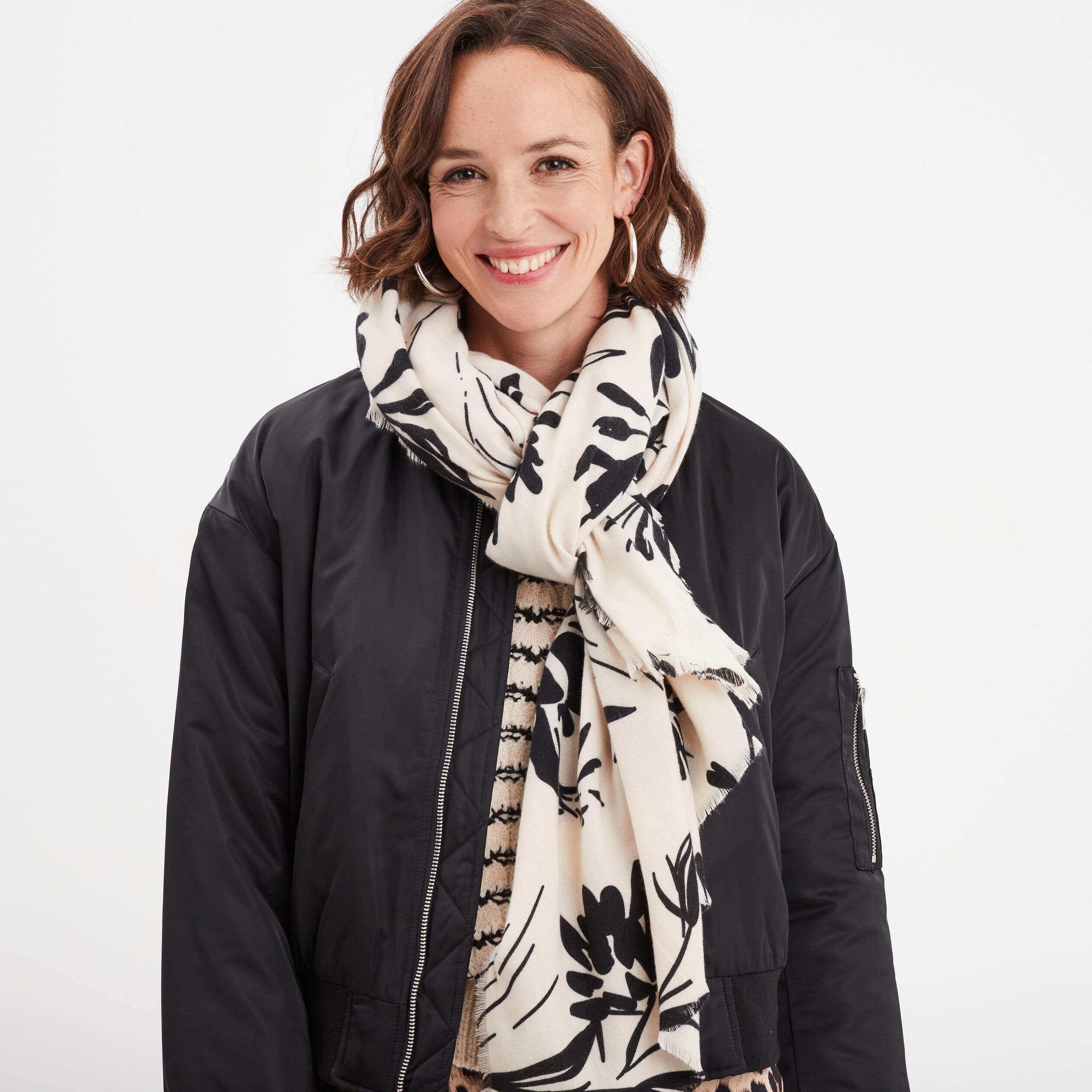 Vobozeany Foulard Imprimé Fleurs Léger - Echarpe Franges Châle Doux Pour Femmes, Plusieurs Couleurs
