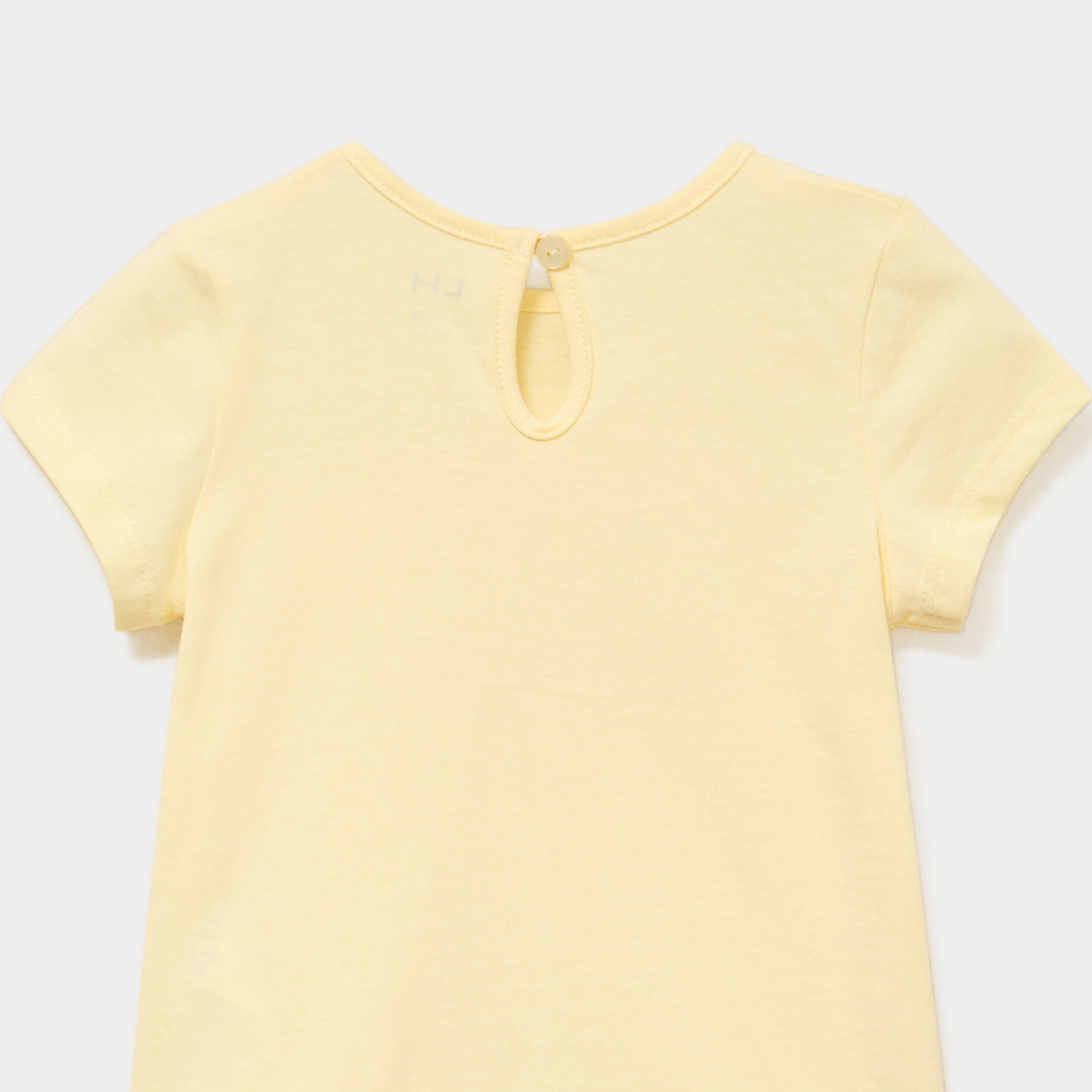 T-shirt droit manches courtes coton jaune clair b&eacute;b&eacute; fille