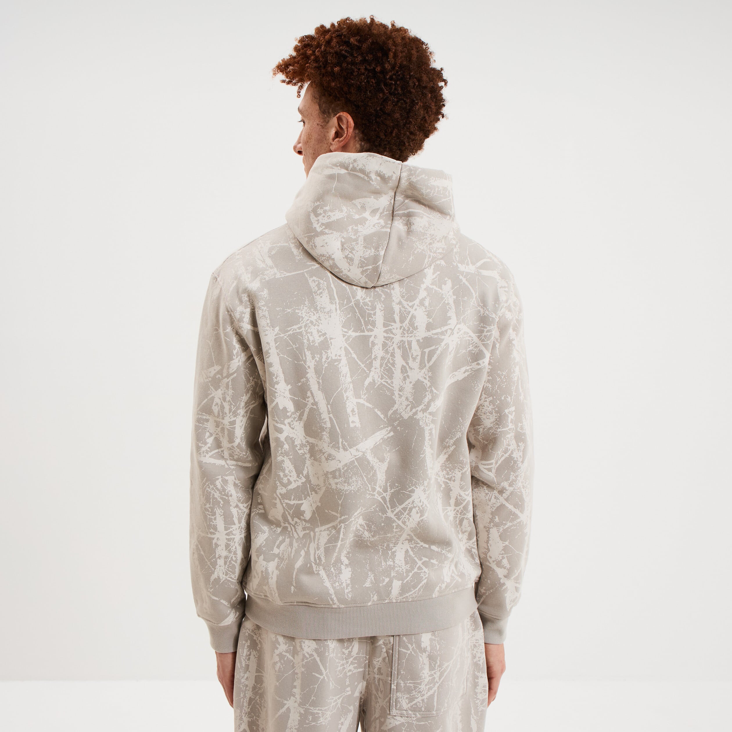Sweat hoodie &agrave; capuche molleton beige clair homme