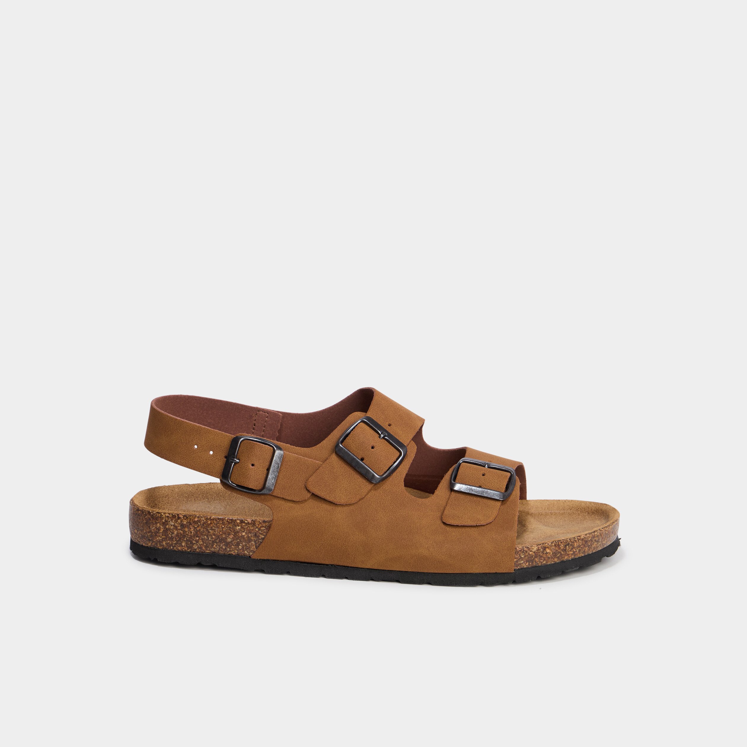 sandales plates avec boucles marron cognac homme Sandales plates avec boucles marron cognac homme