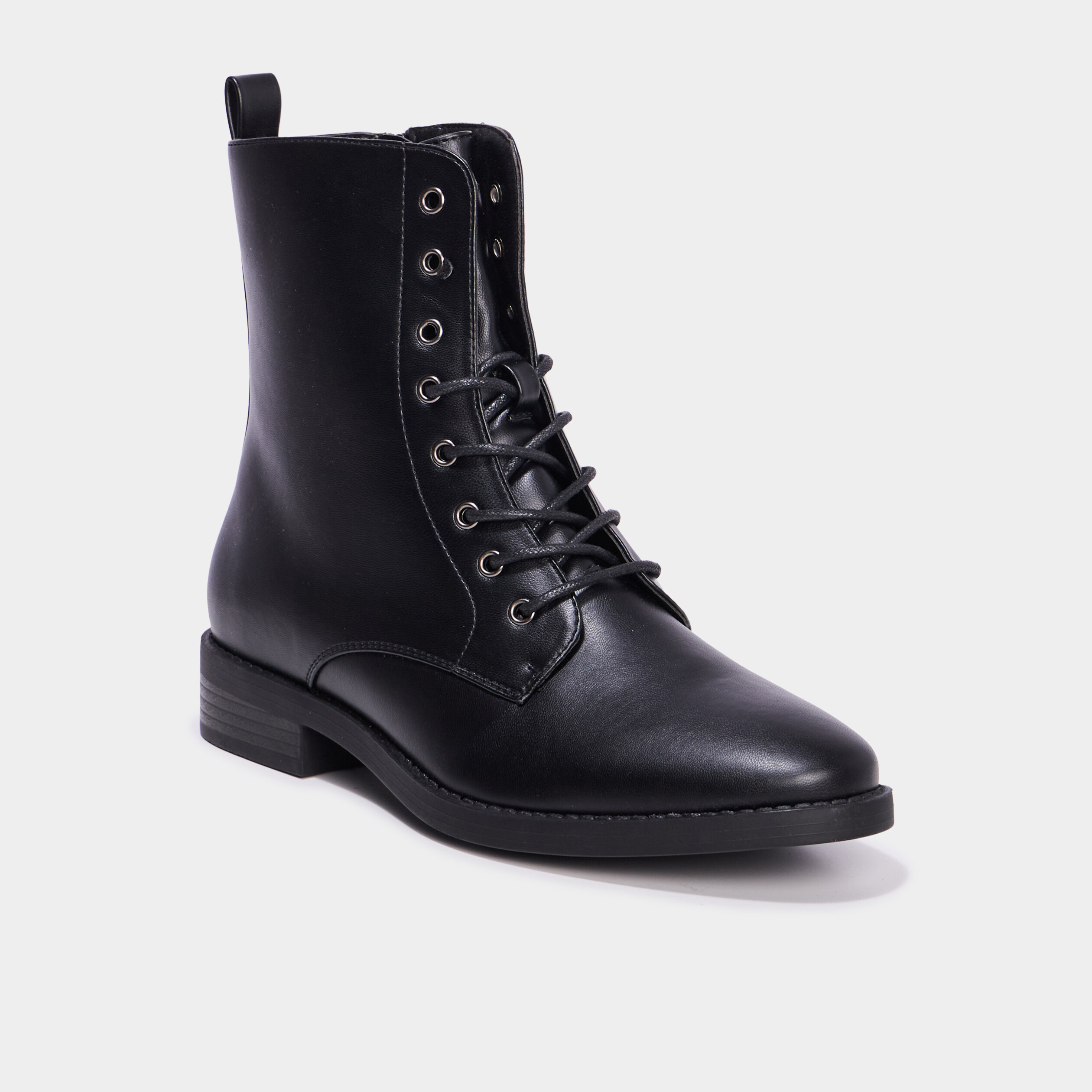 Boots &agrave; lacets et zipp&eacute;es noir femme