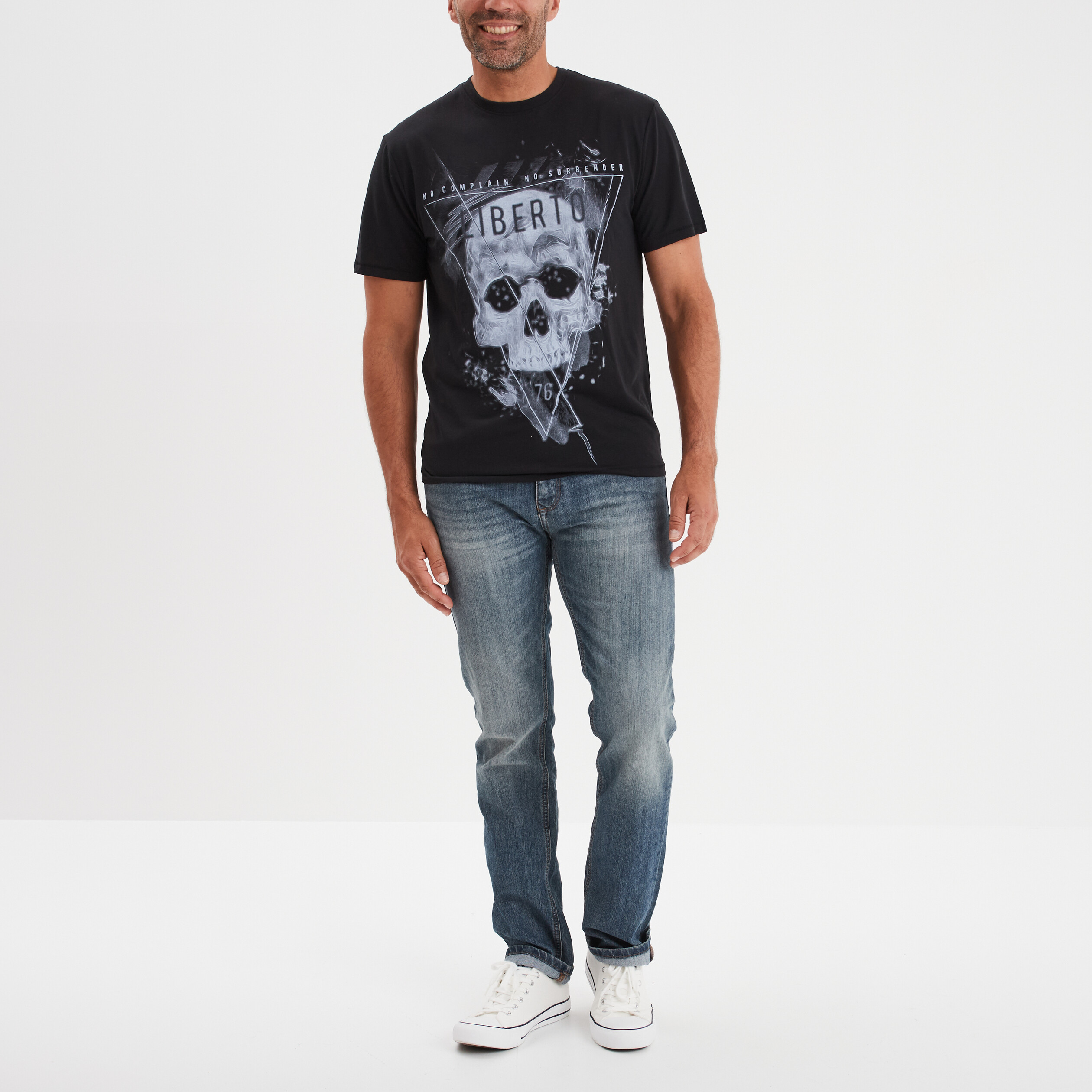 t shirt droit manches courtes liberto noir homme T-shirt droit manches courtes Liberto noir homme