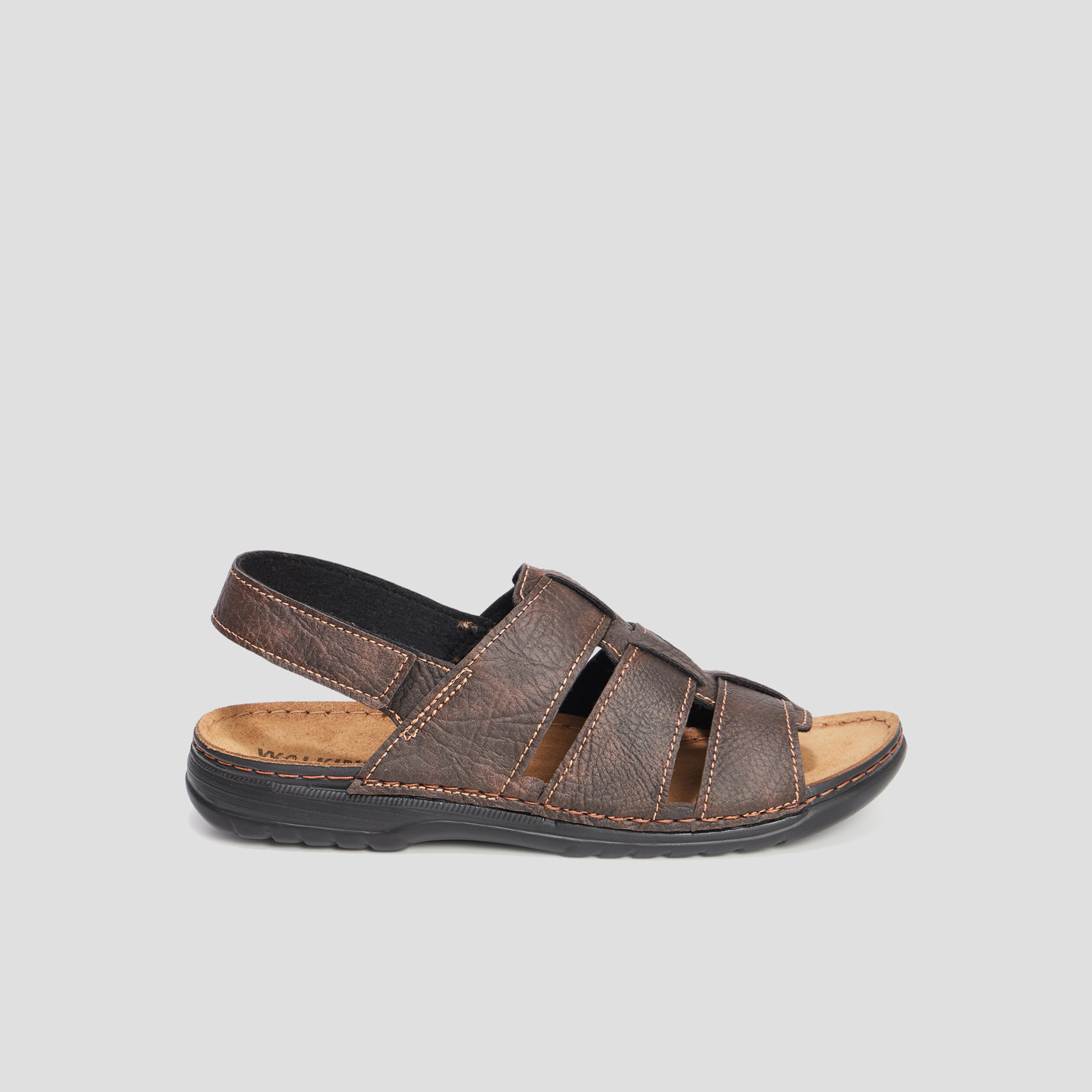 Sandales bride à scratch marron homme
