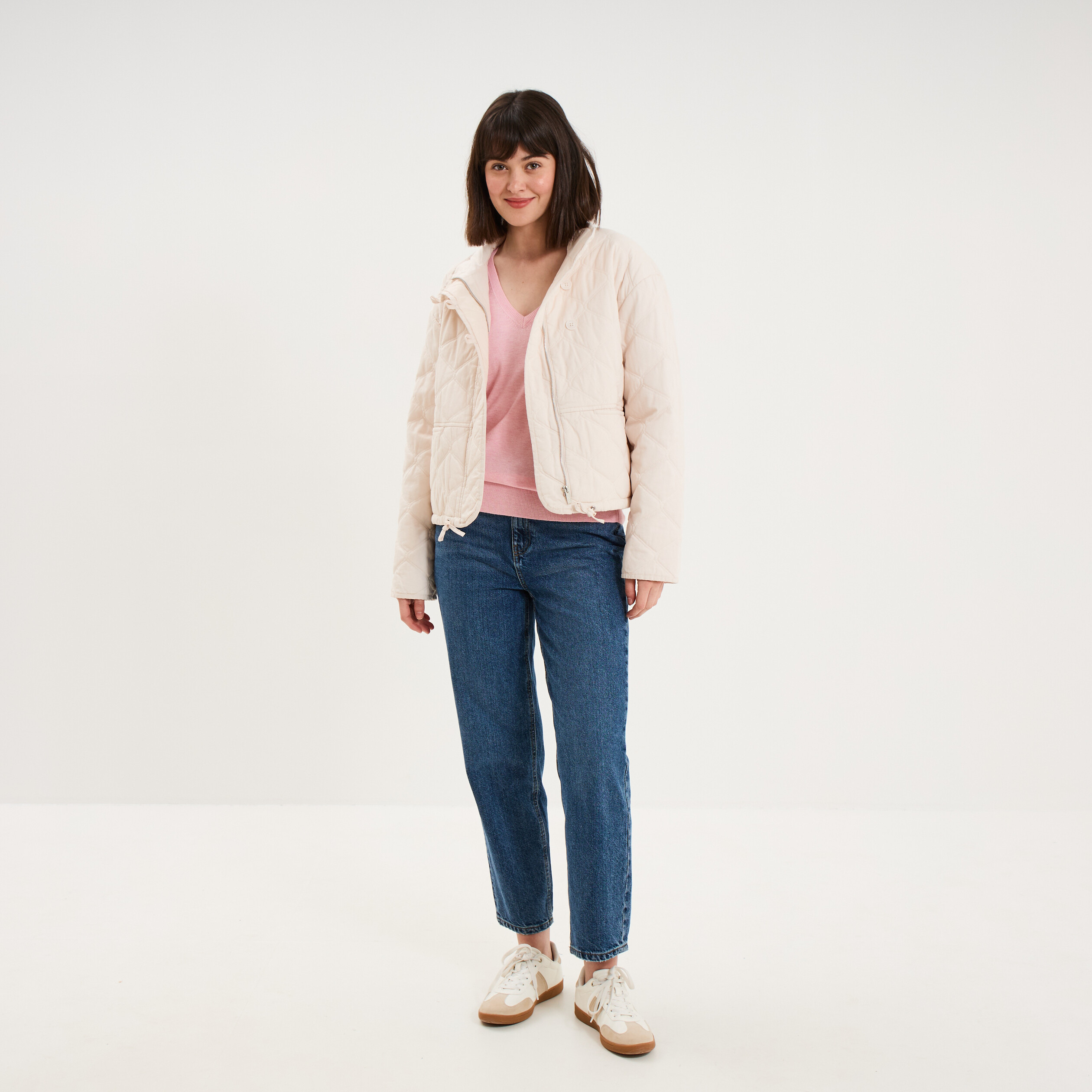Veste matelass&eacute;e taille ajustable ivoire femme