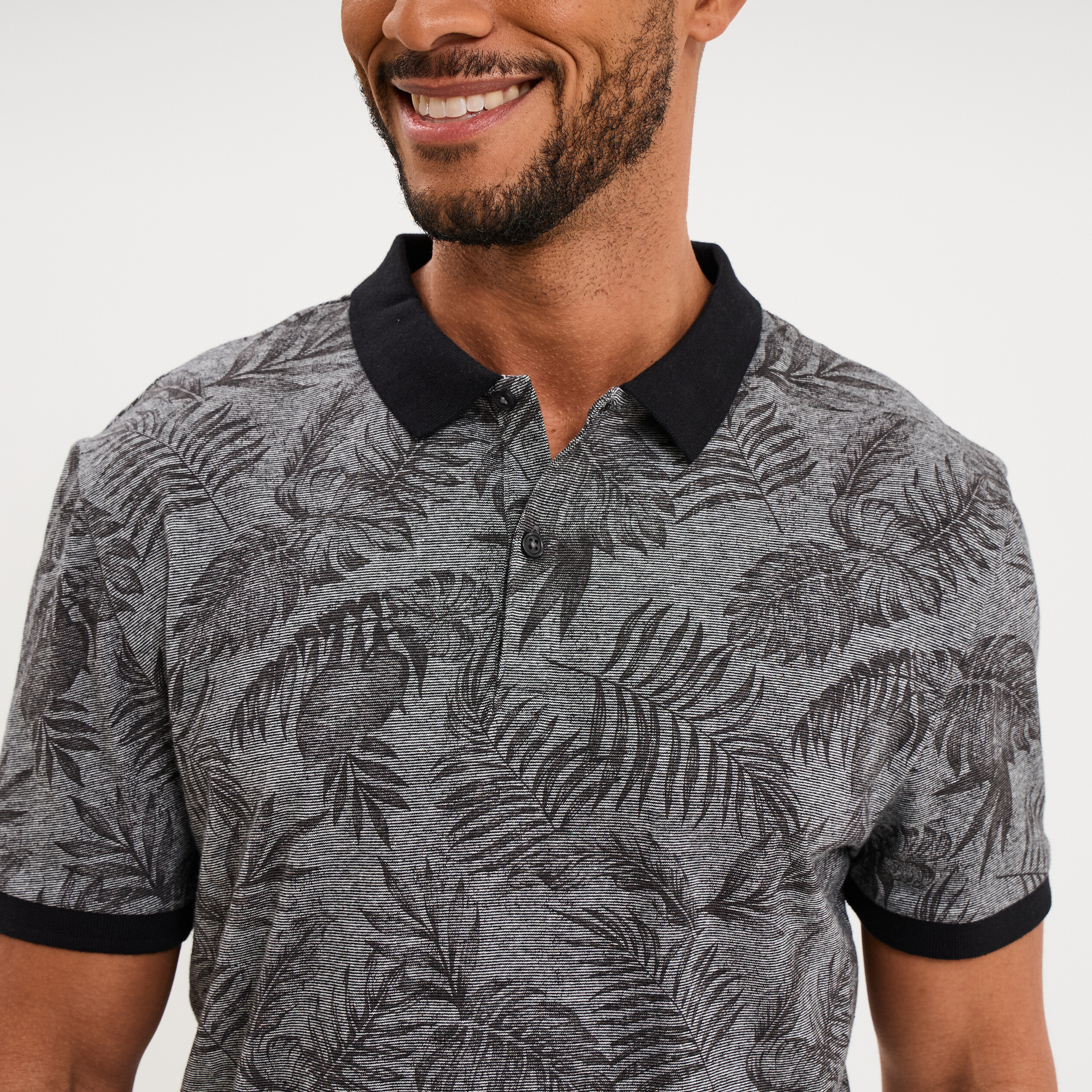Polo jersey droit manches courtes coton noir homme