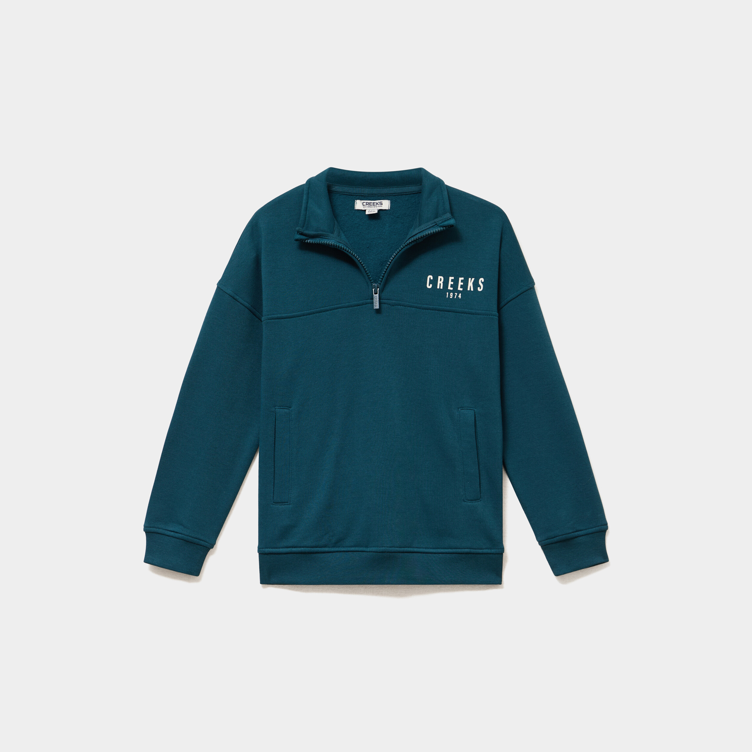 Sweat col camionneur avec poches bleu canard gar&ccedil;on
