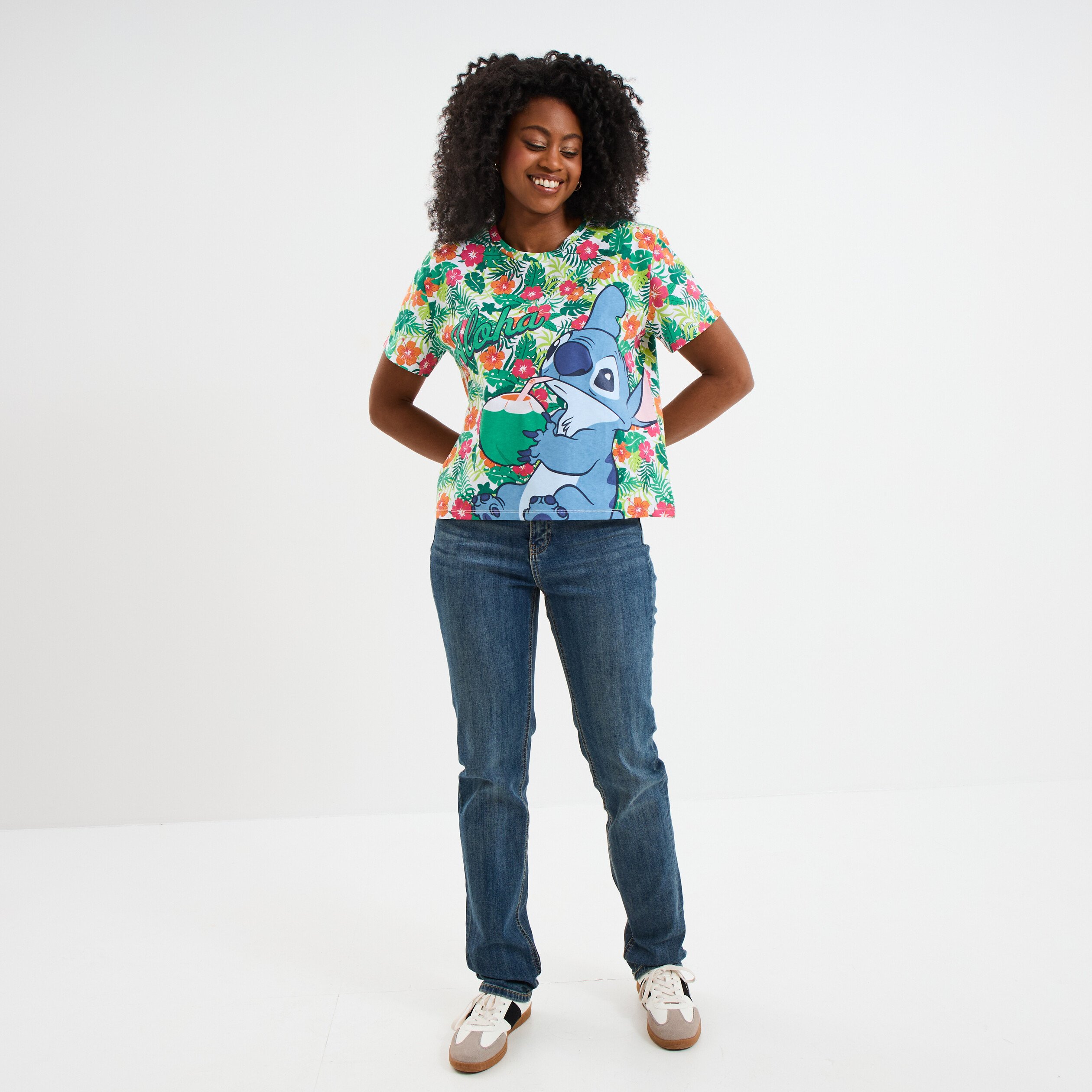 t shirt manches courtes coton stitch multicolore femme T-shirt manches courtes coton Stitch multicolore femme