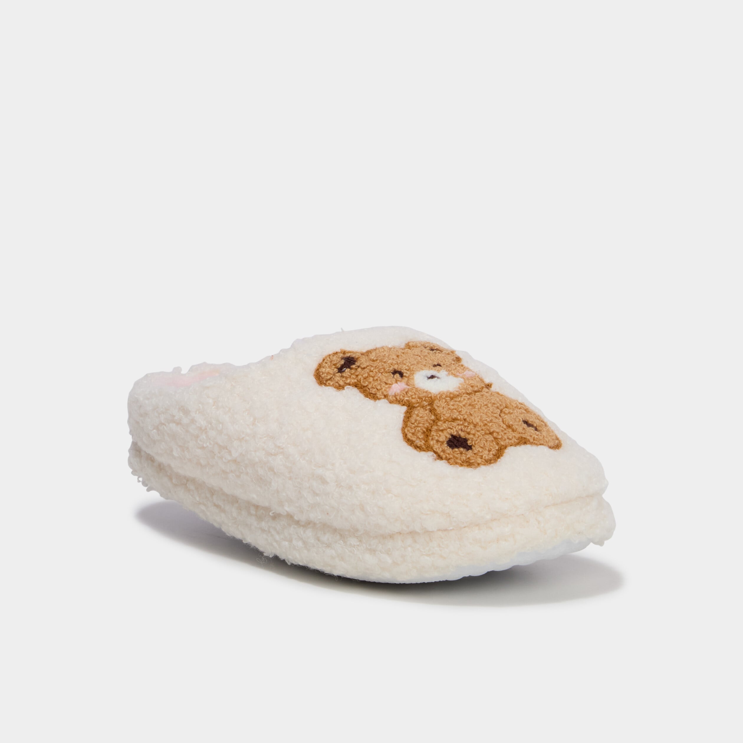 Chaussons mules doubl&eacute;s effet bouclette rose fille