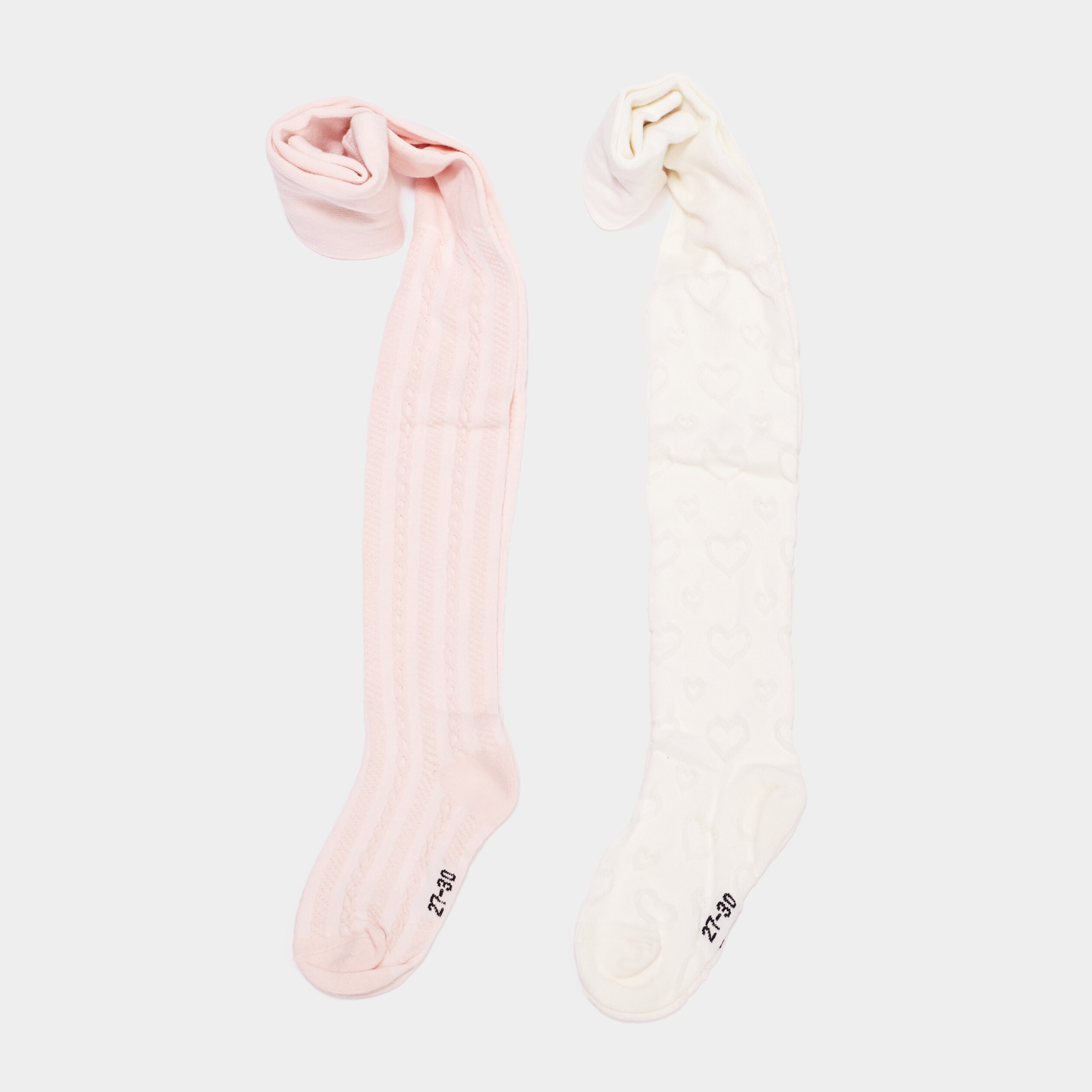 Lot 2 collants avec motif relief coton rose fille