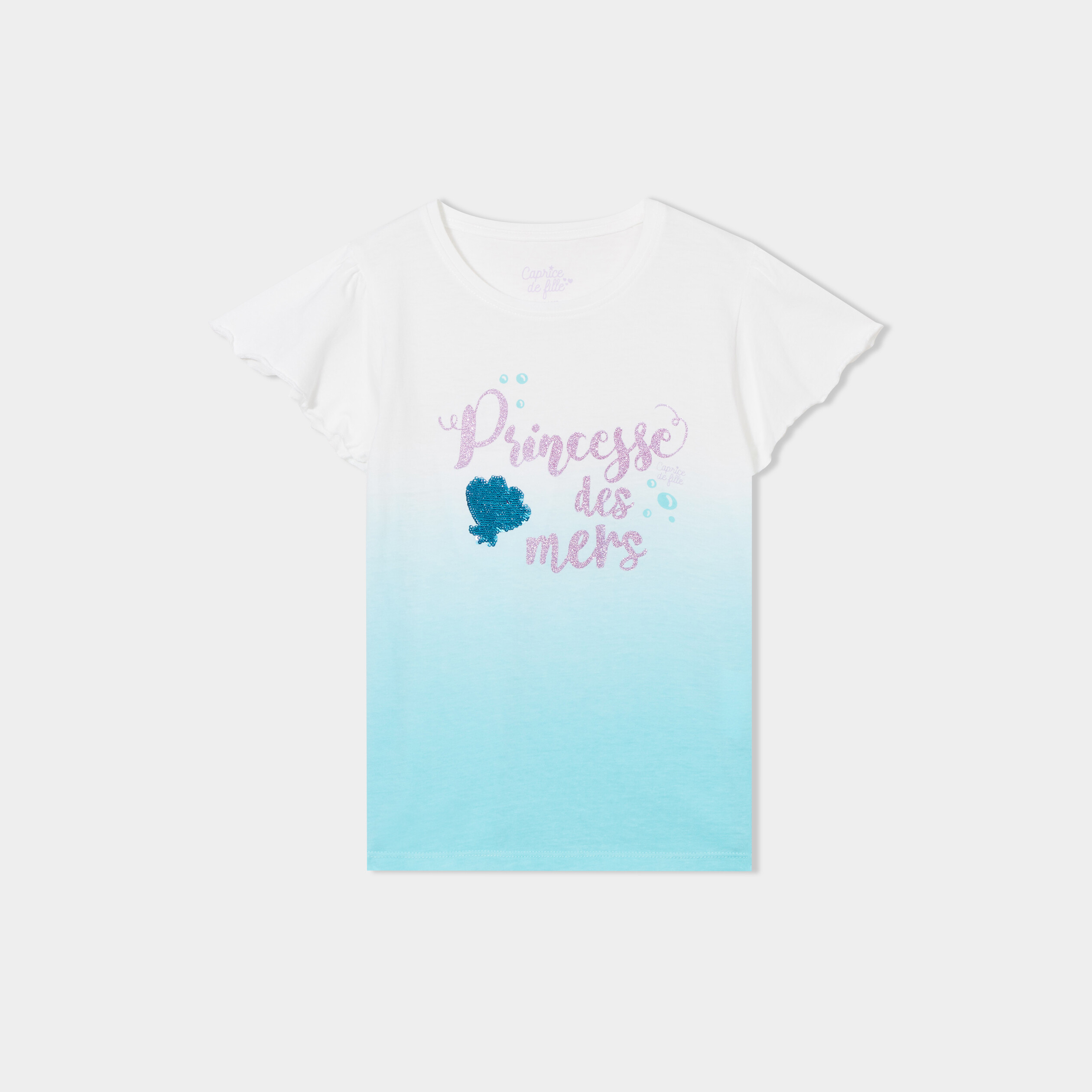 t shirt sequins et paillettes bleu clair fille T-shirt sequins et paillettes bleu clair fille