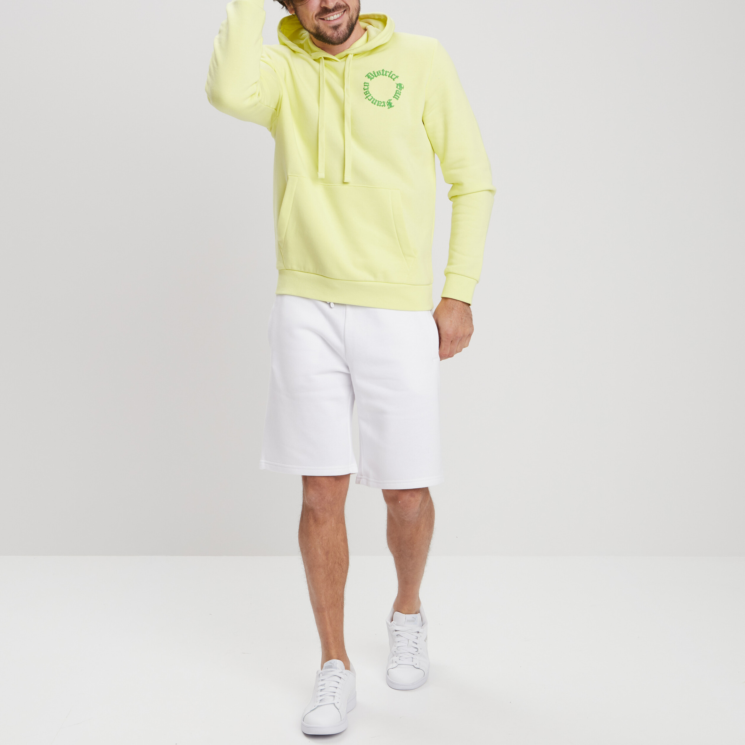 Short jogging molleton droit blanc homme