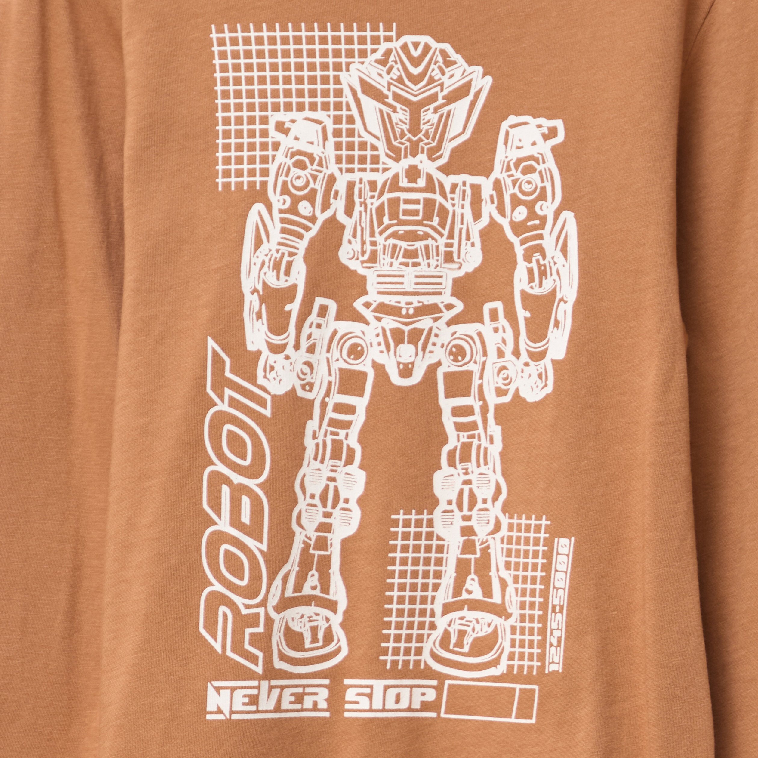 t shirt col rond manches longues coton camel garcon T-shirt col rond manches longues coton camel garçon