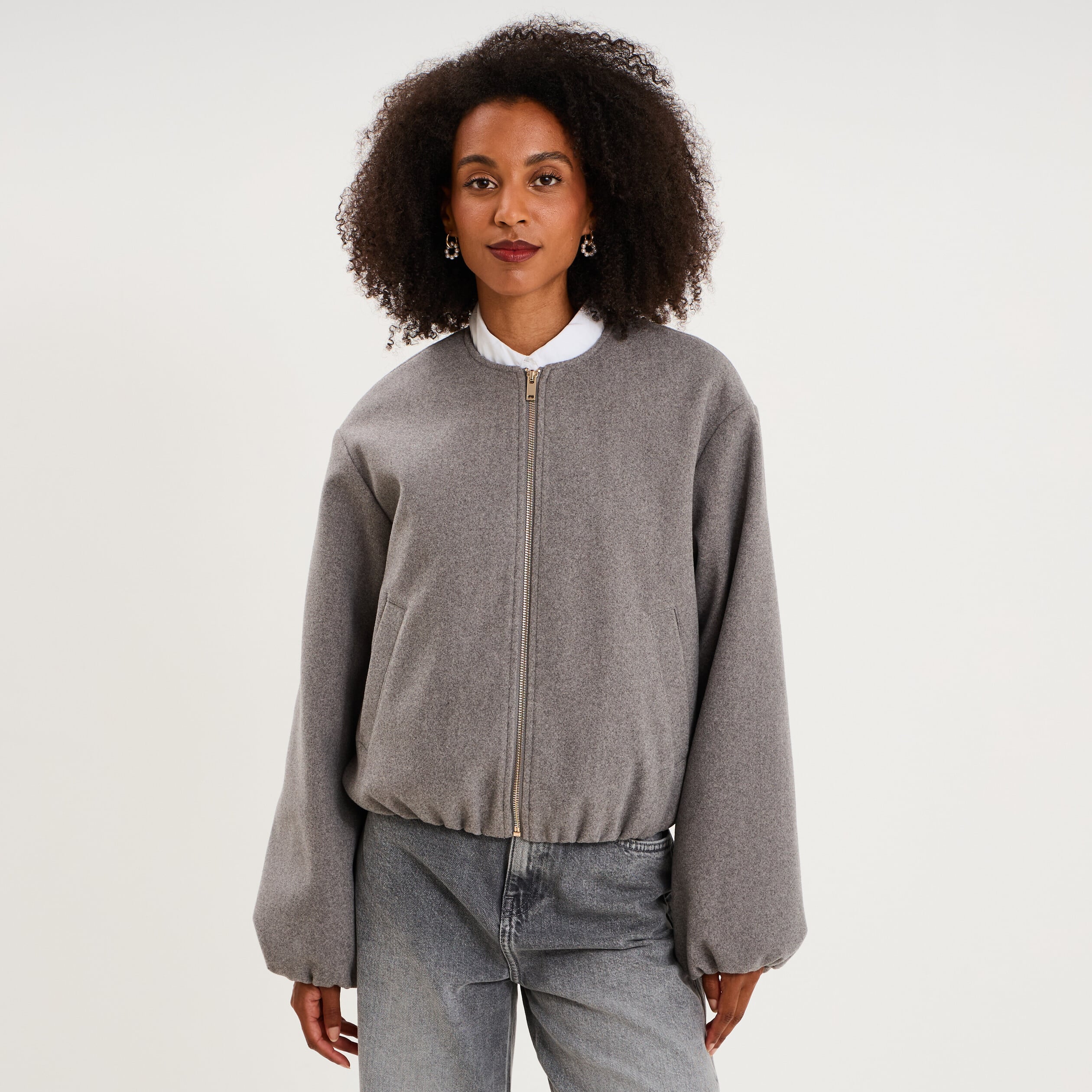 Veste boule oversize gris femme