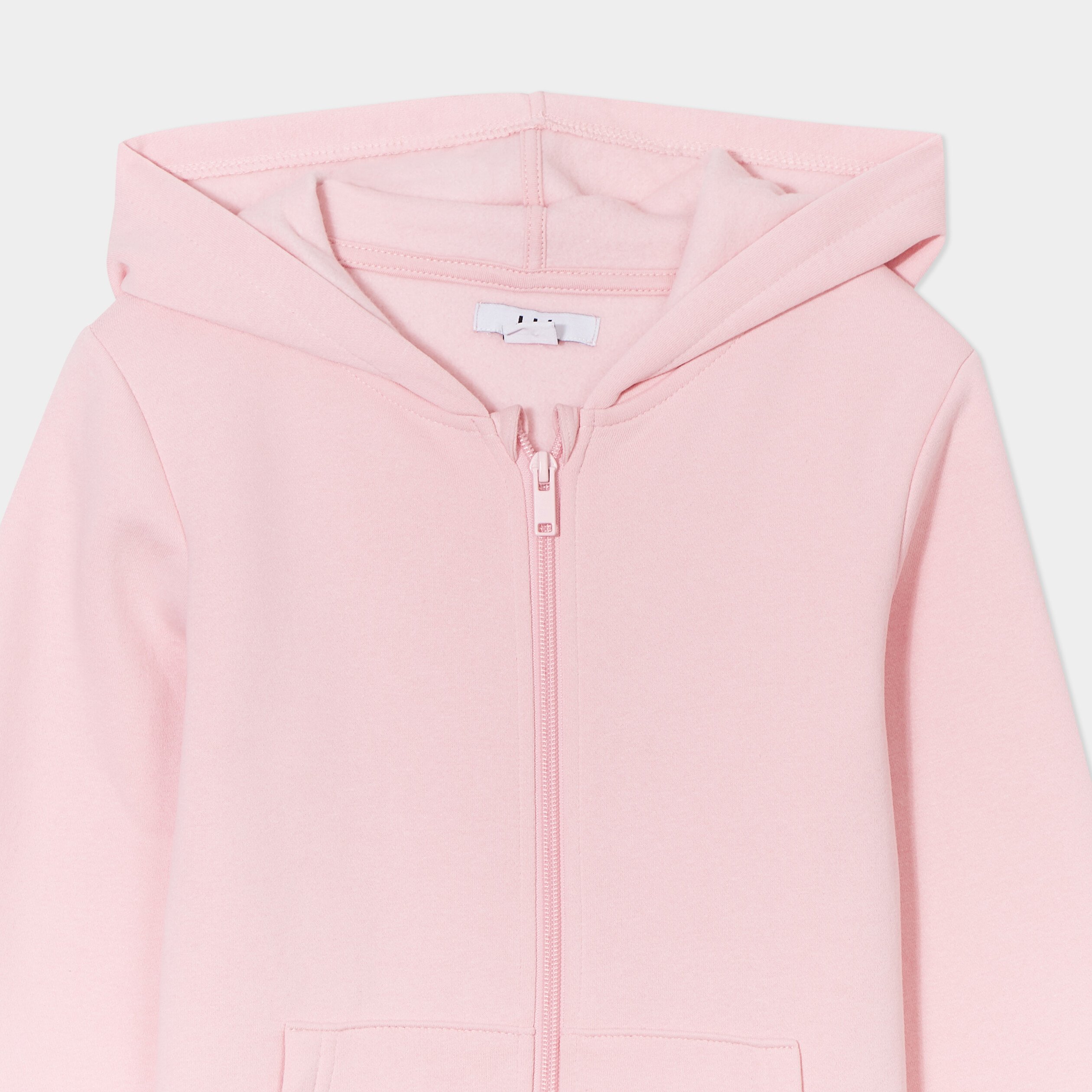 Sweat à capuche zippé rose clair fille