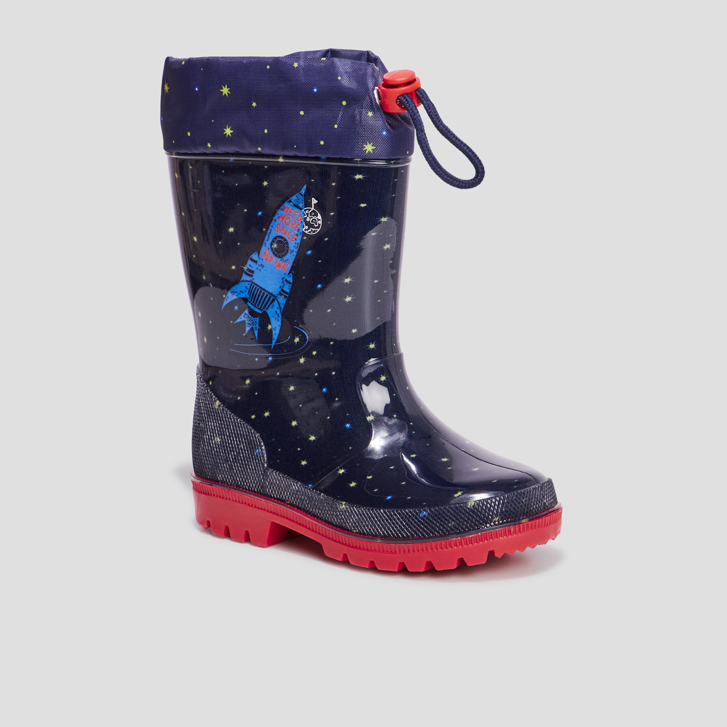 Bottes de pluie haut &agrave; coulisse bleu marine gar&ccedil;on