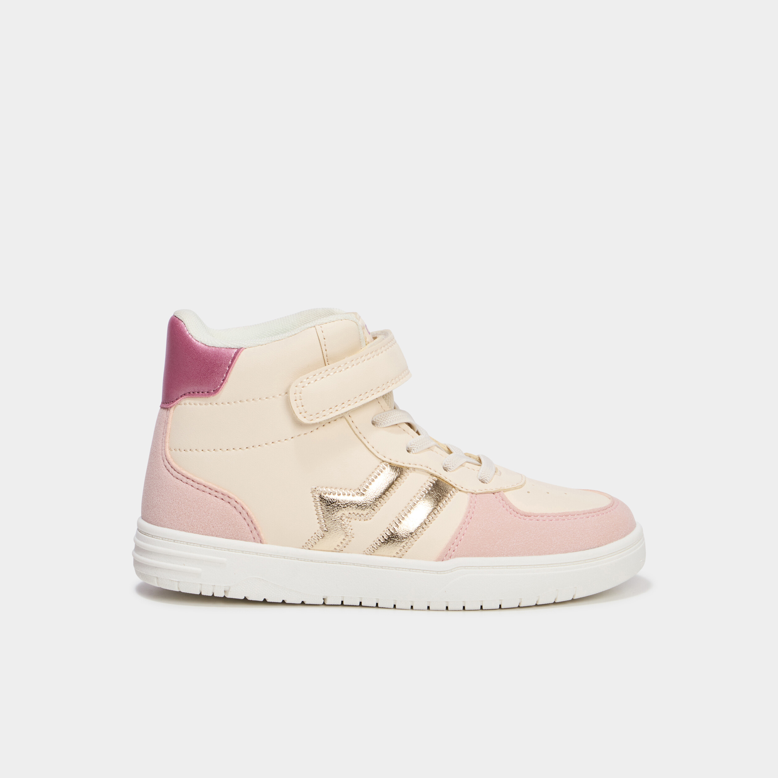 Baskets montantes avec scratchs creme fille