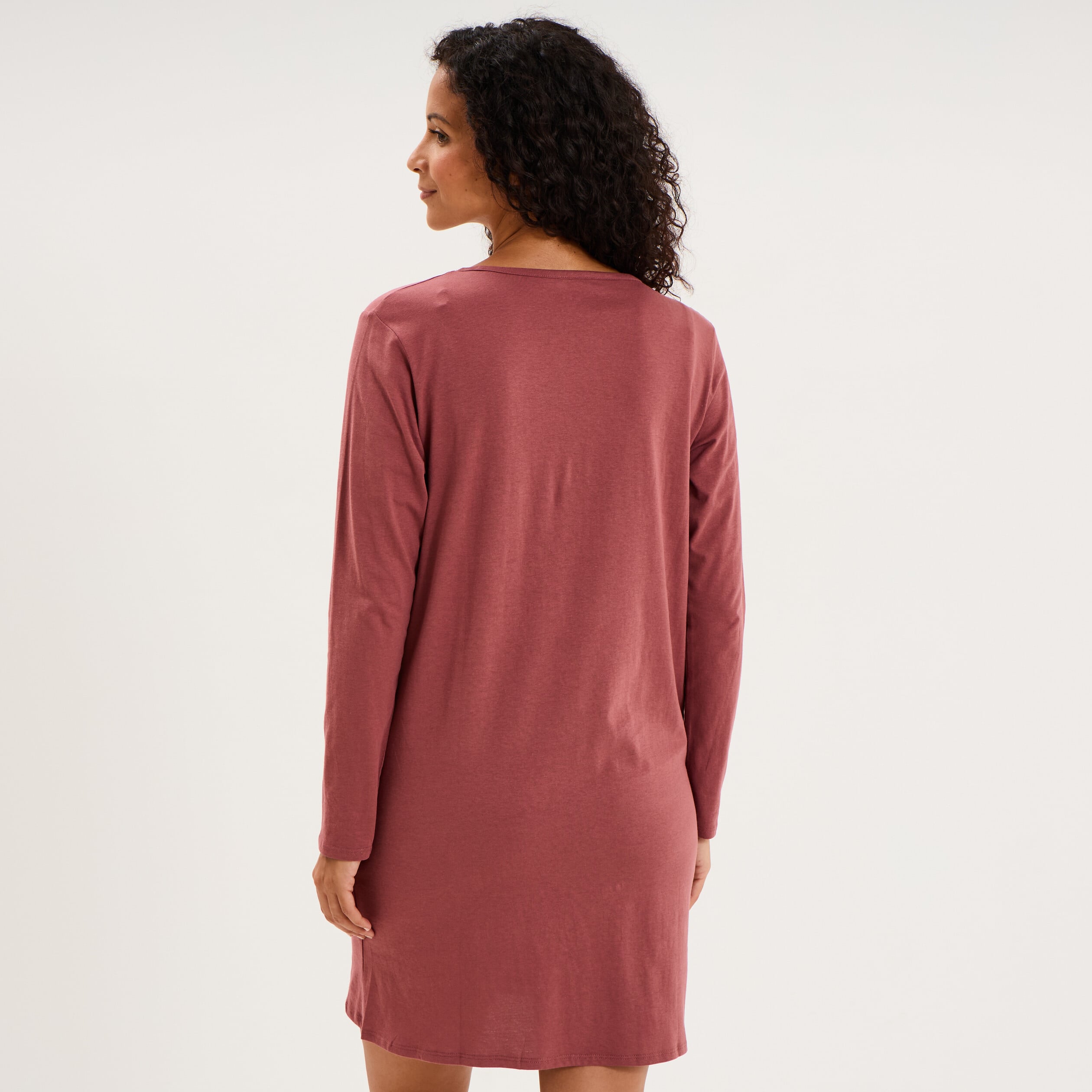 Chemise de nuit courte coton rose framboise femme