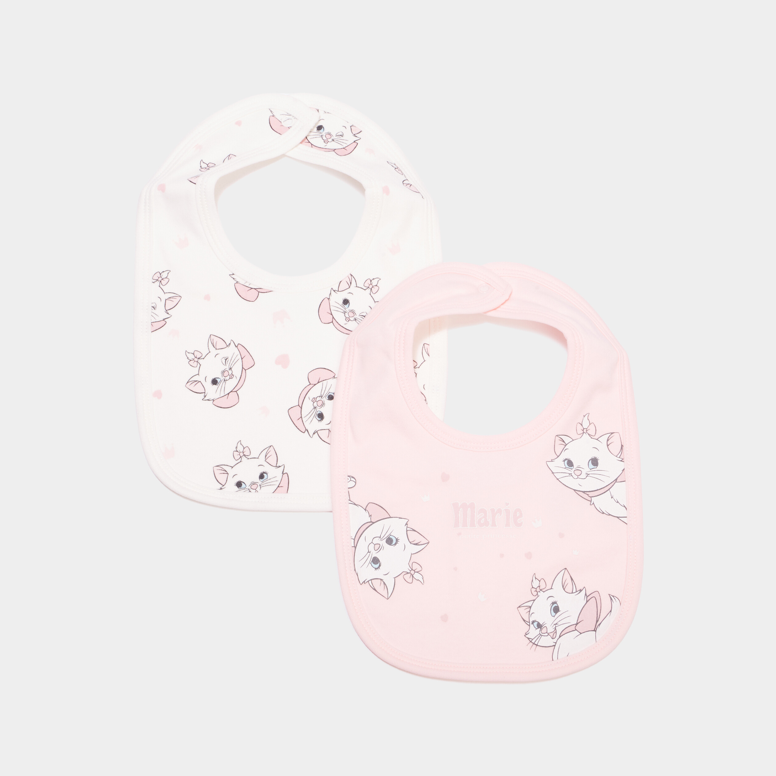 lot de 2 bavoirs coton aristochats marie rose bebef Lot de 2 bavoirs coton Aristochats Marie rose bébé fille