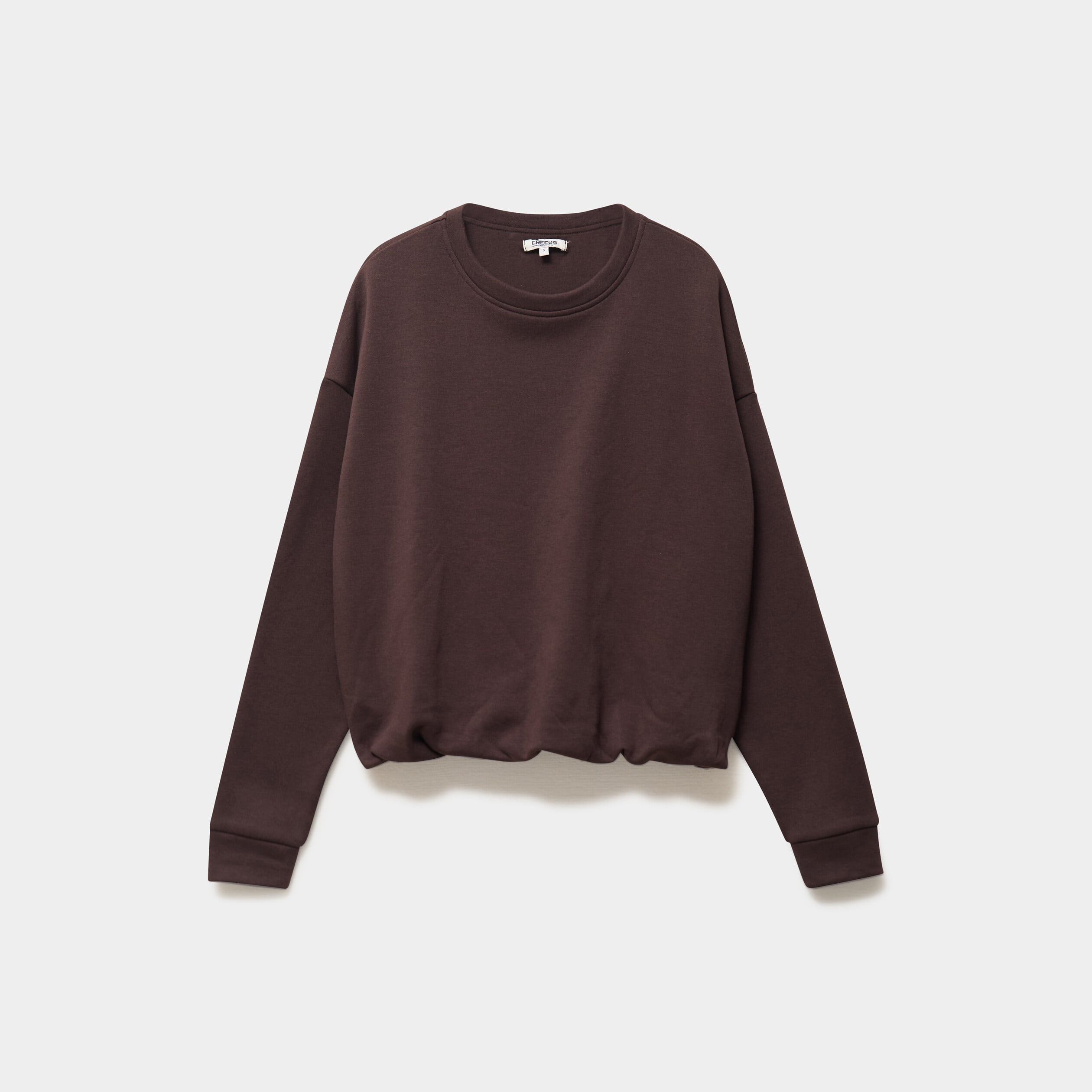 Sweat col rond manches longues marron fonc&eacute; femme