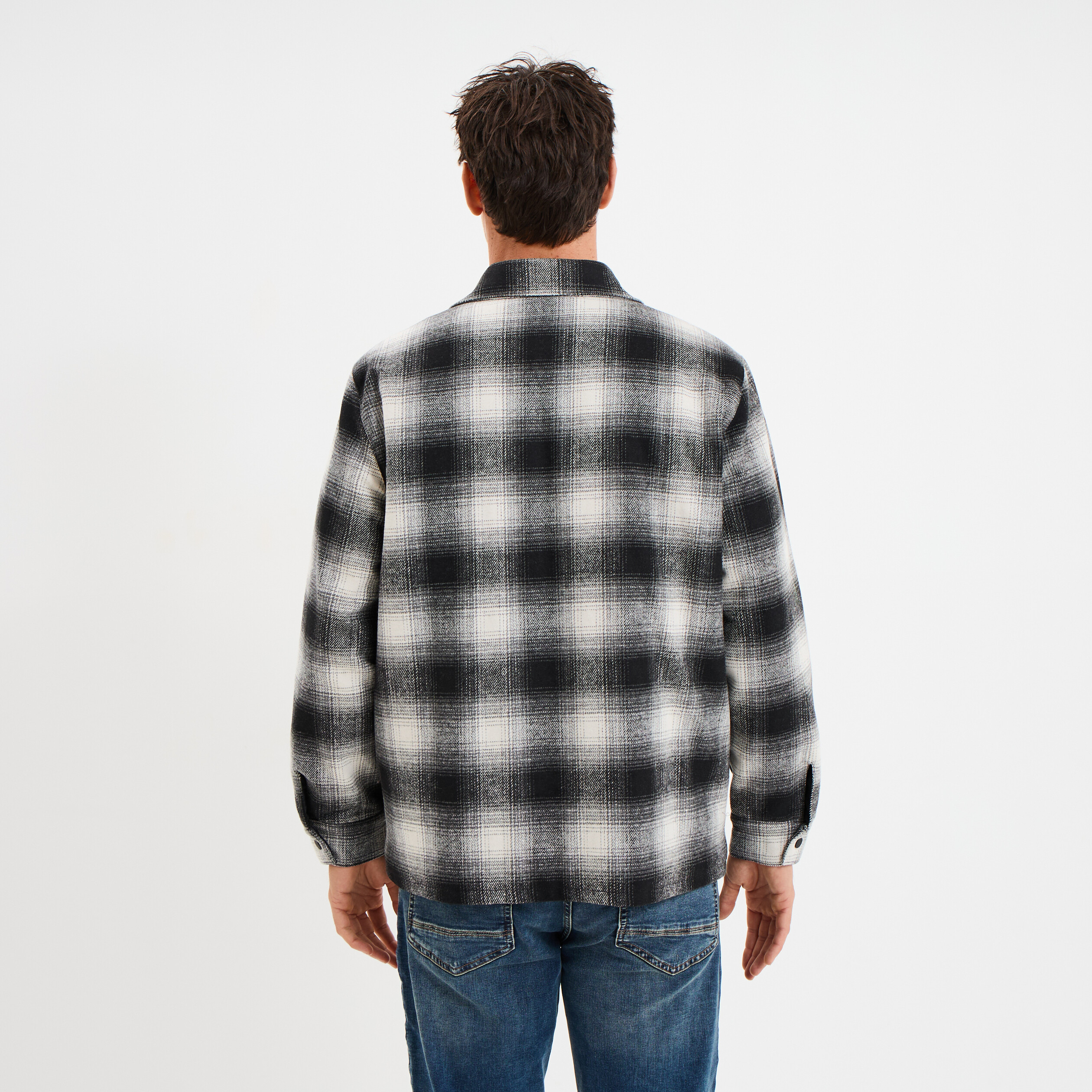 Surchemise 1 poche manches longues gris fonc&eacute; homme