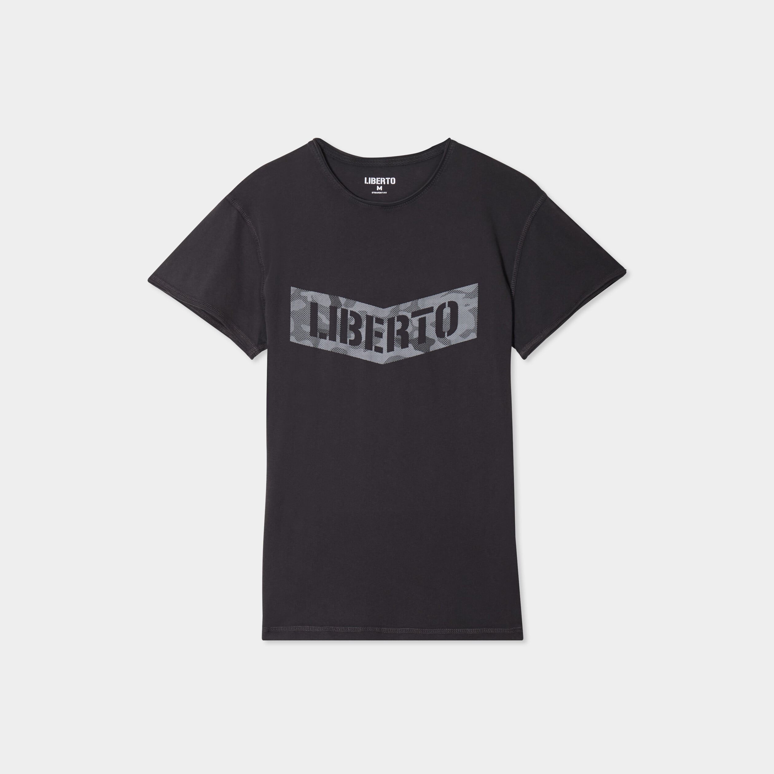 T-shirt manches courtes coton d&eacute;lav&eacute; gris fonc&eacute; homme