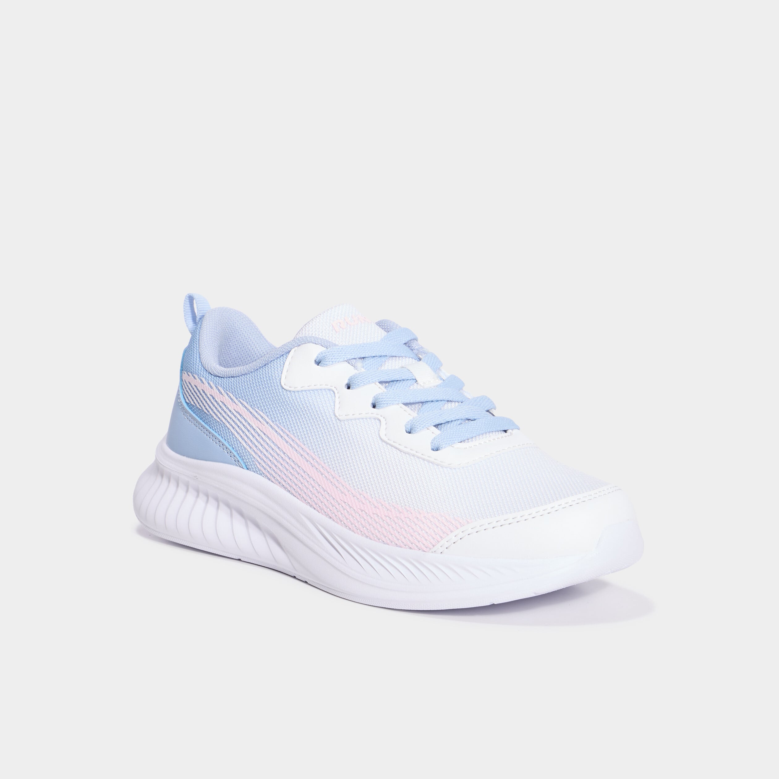 Baskets running &agrave; lacets blanc fille