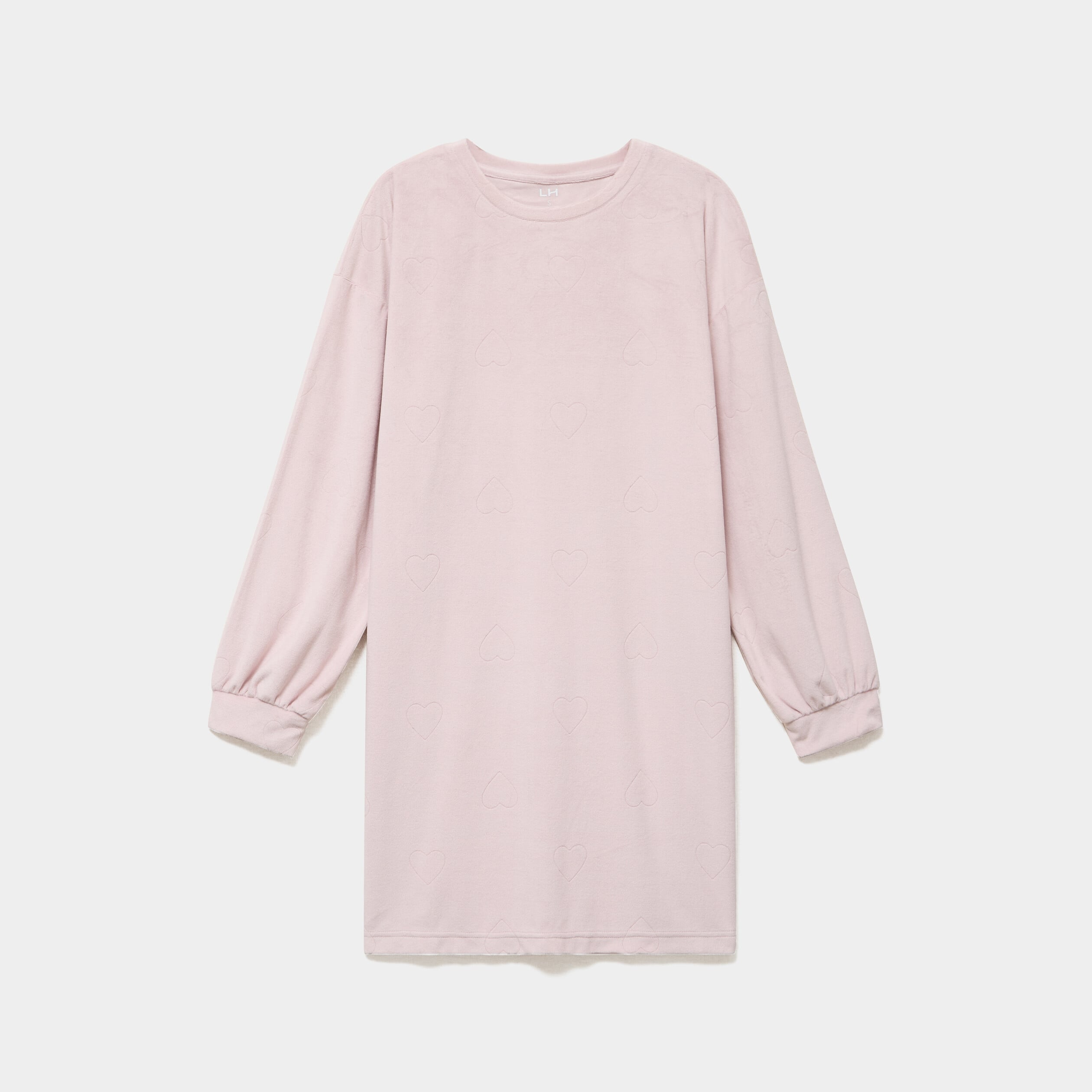 Chemise de nuit effet velours courte vieux rose femme