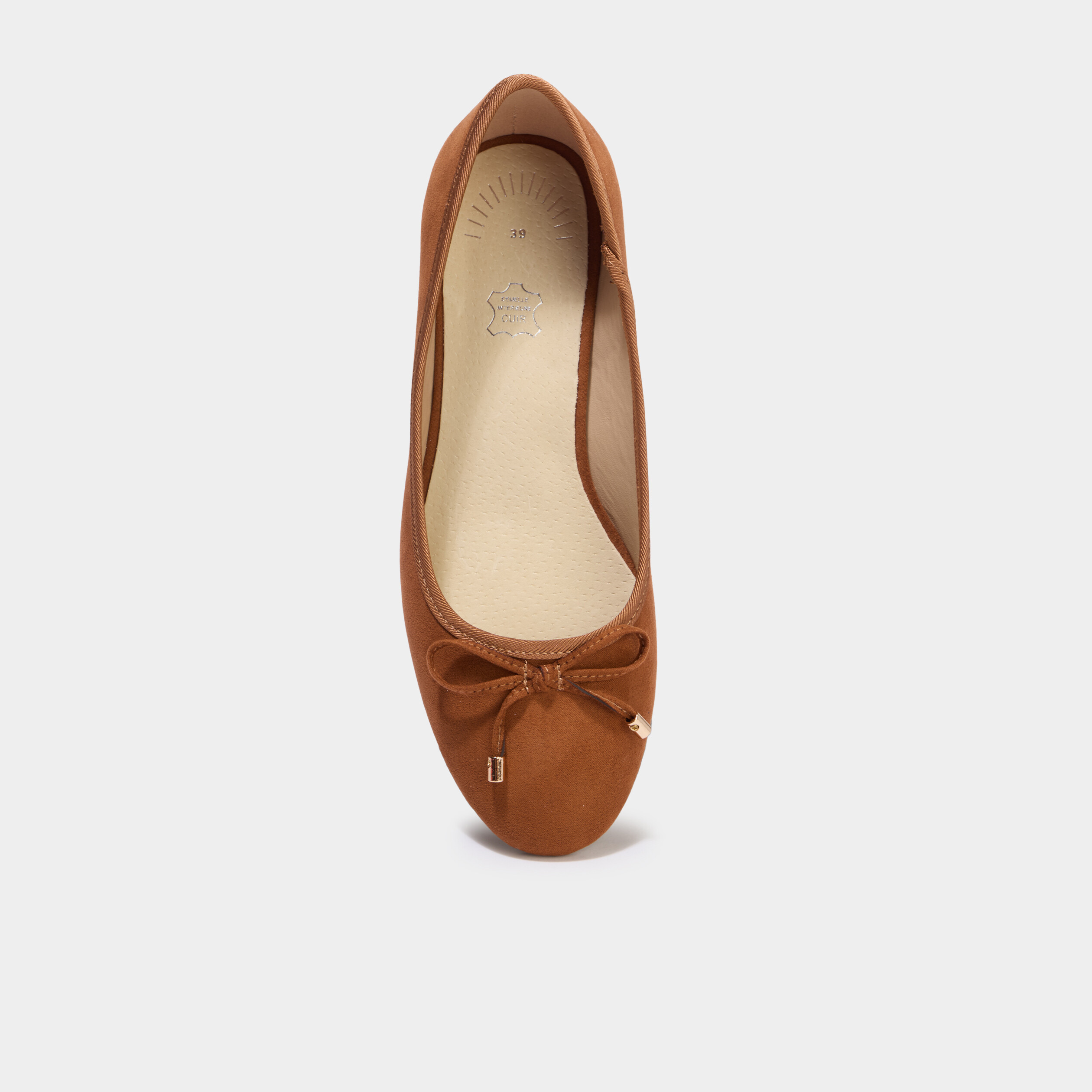 Ballerines su&eacute;dine &agrave; talons carr&eacute;s marron femme