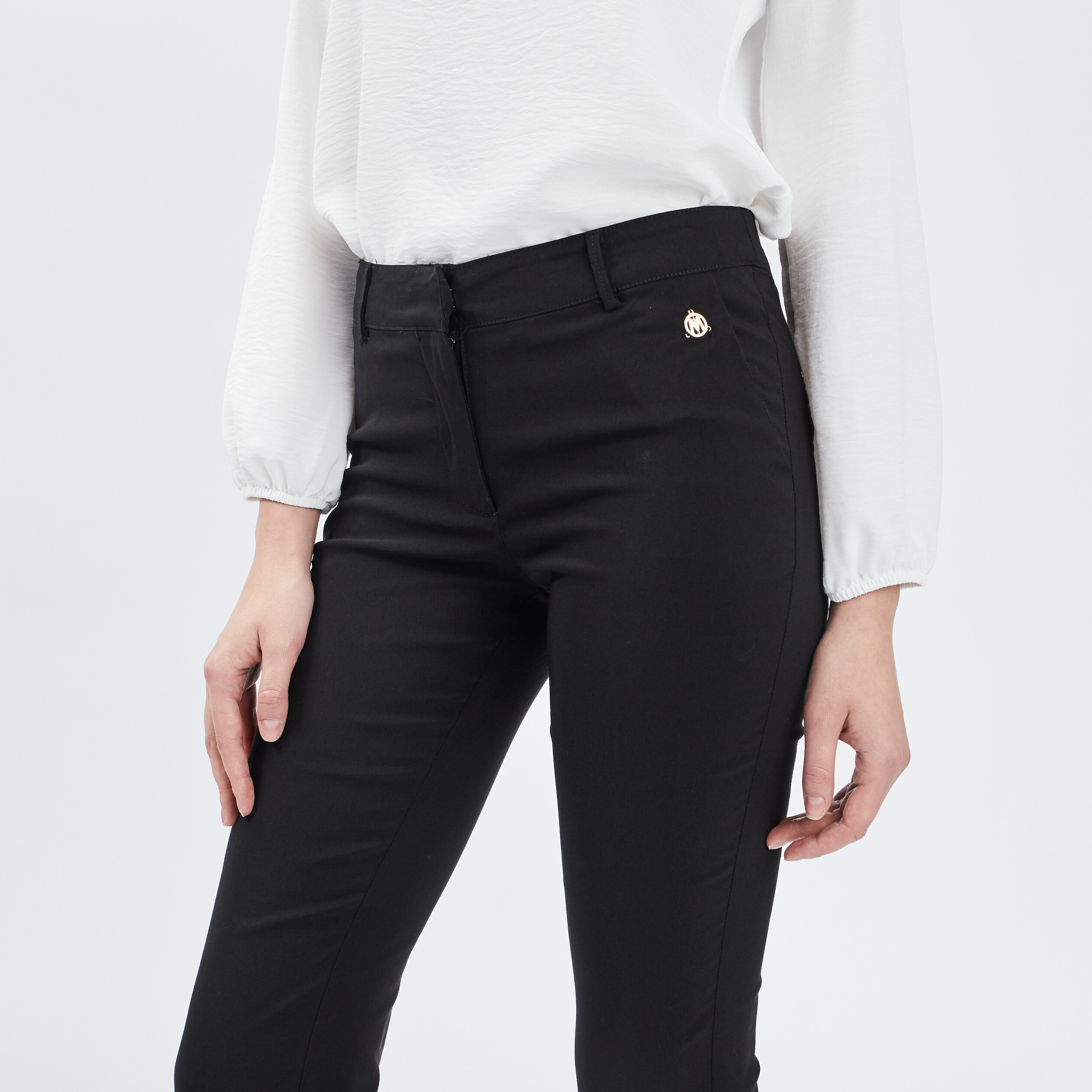 Pantalon bootcut taille basse noir femme