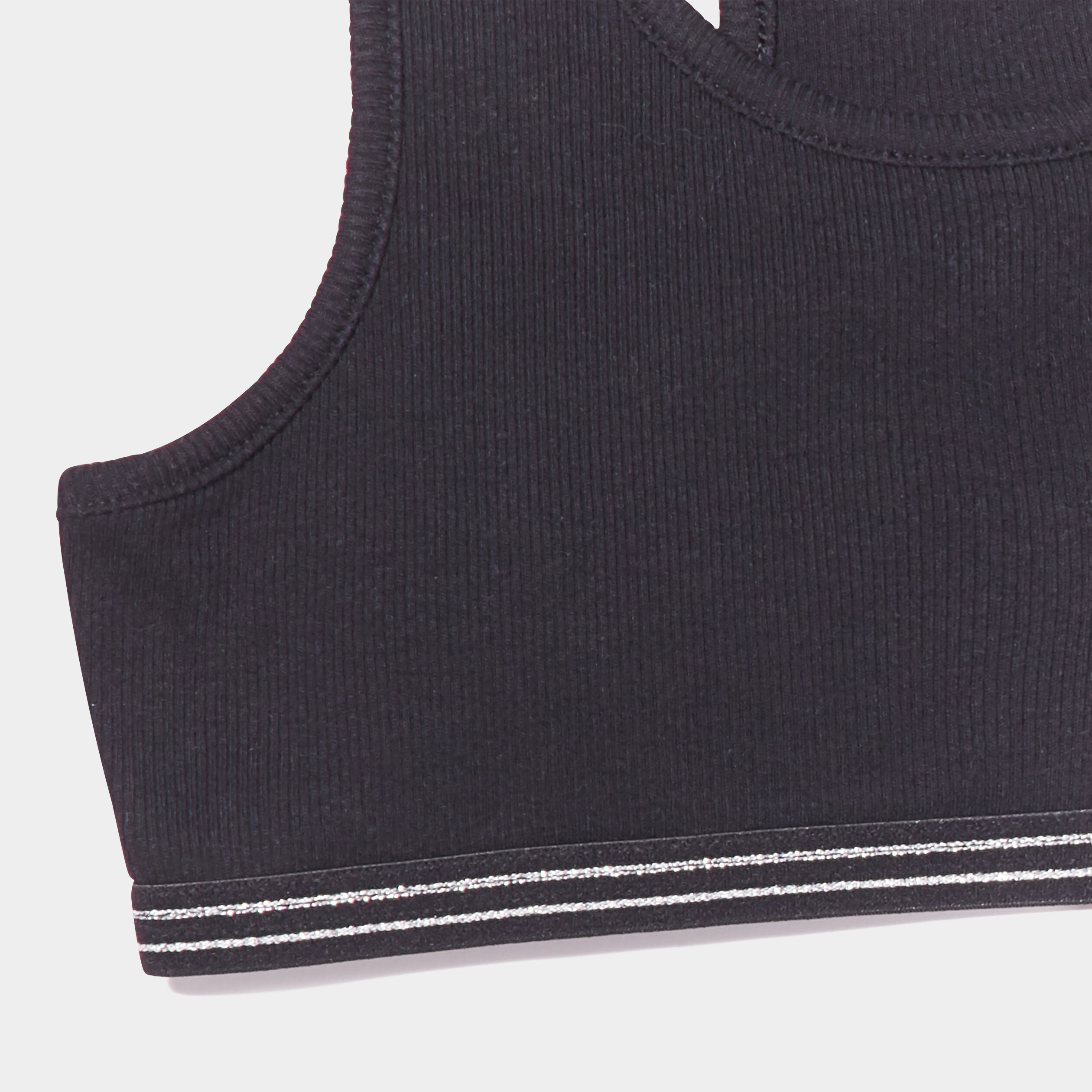 lot 2 brassieres effet cotele coton noir fille Lot 2 brassières effet côtelé coton noir fille