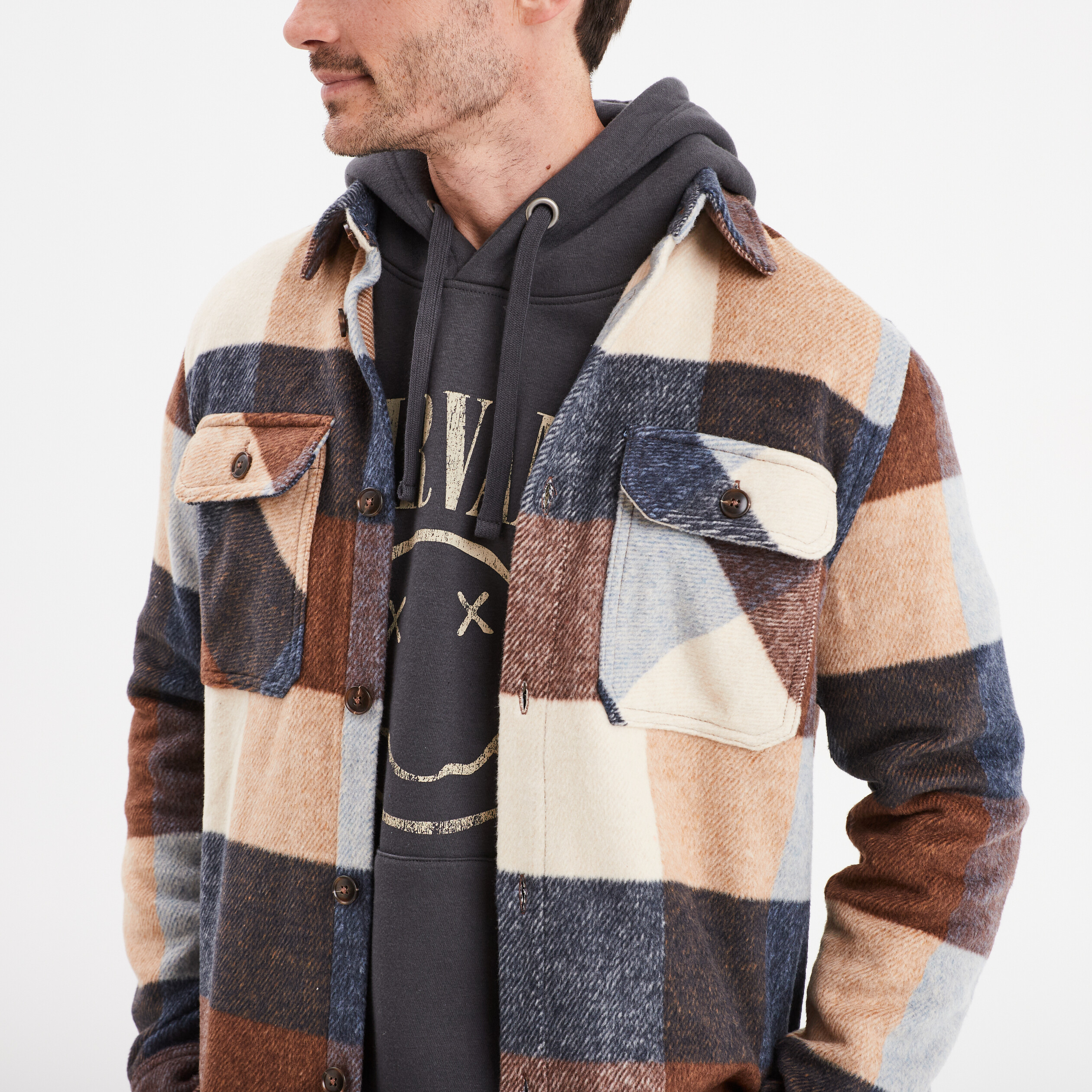 surchemise droite 2 poches creeks marron homme Surchemise droite 2 poches Creeks marron homme