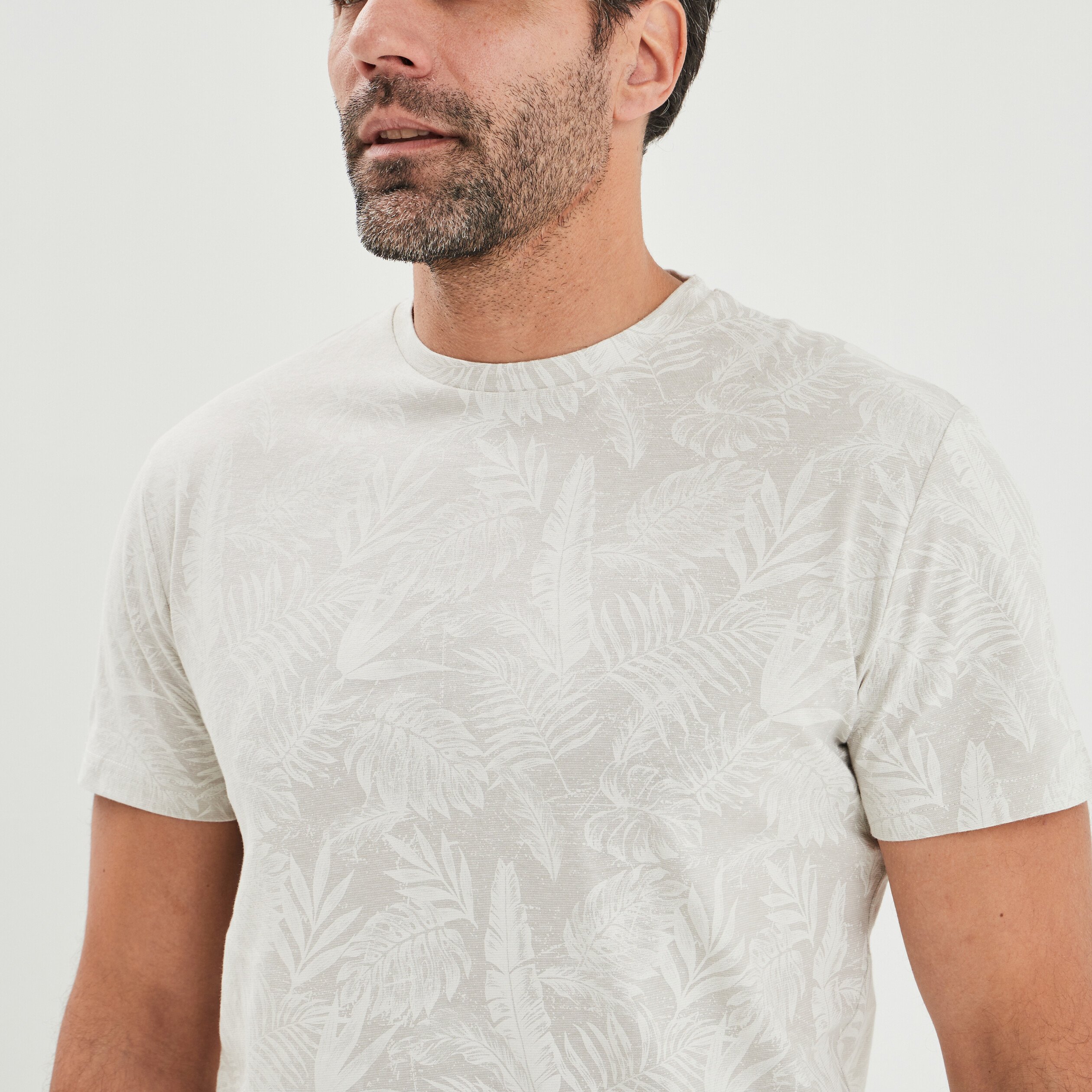 t shirt manches courtes col rond beige homme T-shirt manches courtes col rond beige homme